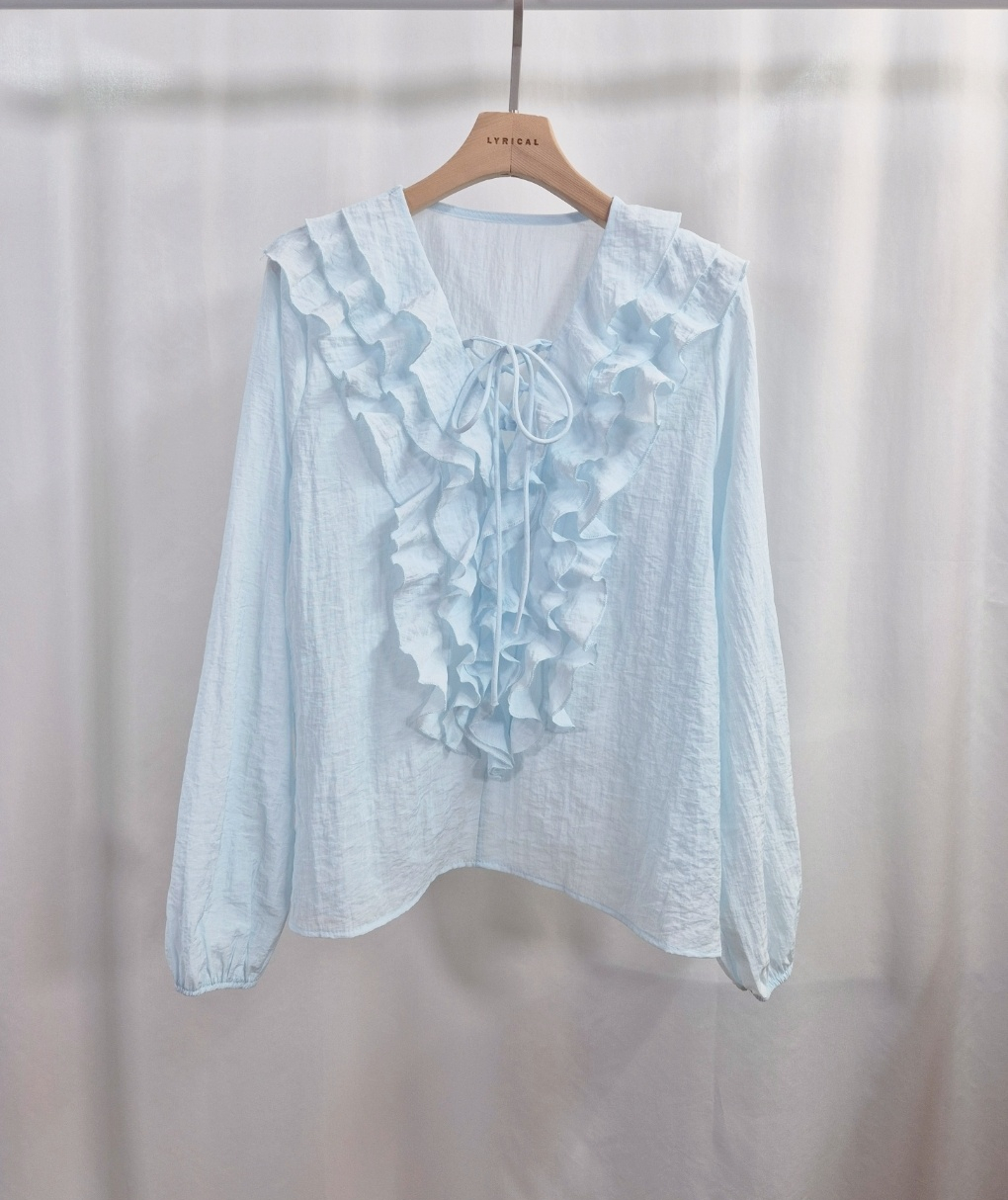 リボンラッフル長袖ブラウス | 詳細画像8