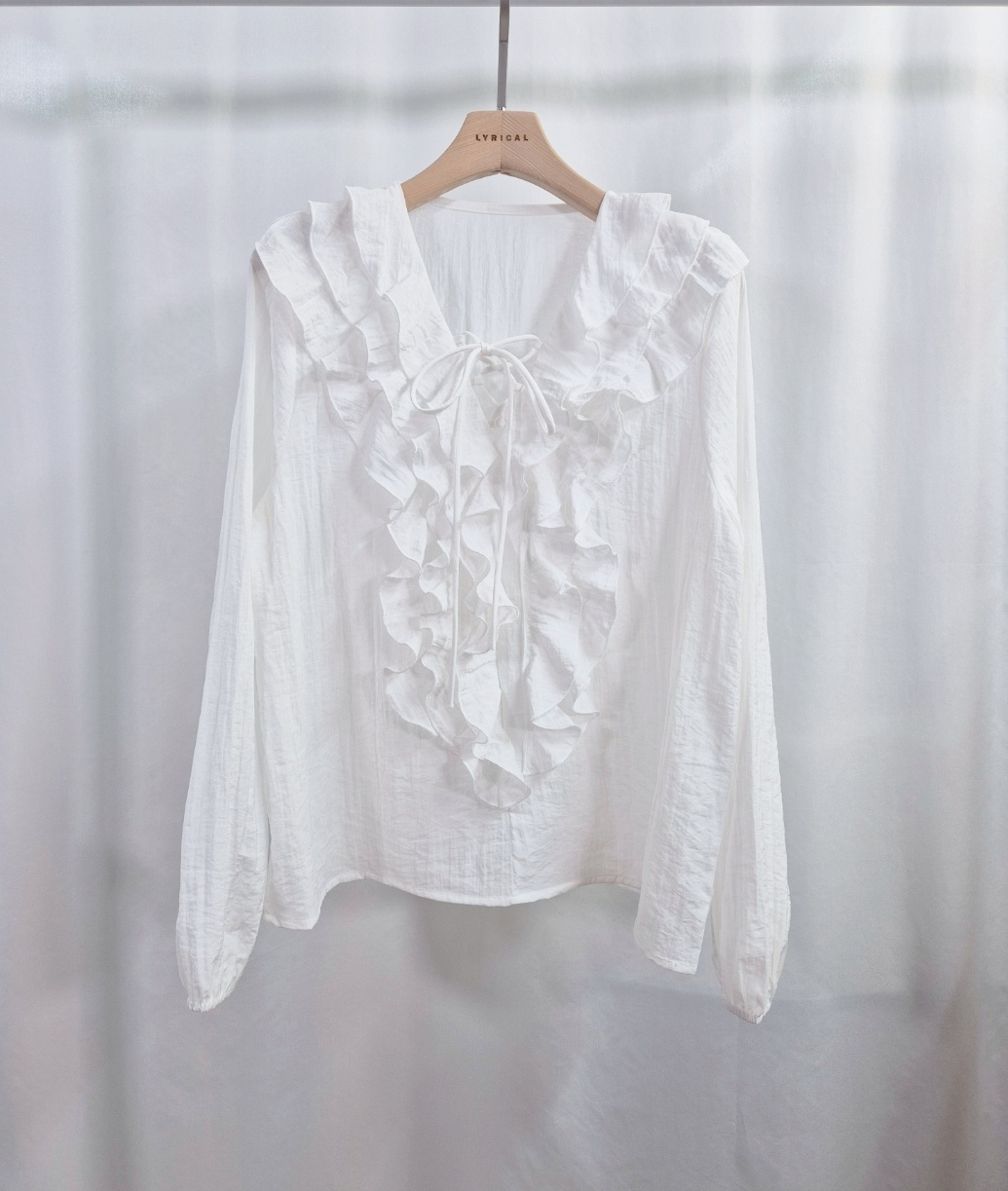 リボンラッフル長袖ブラウス | 詳細画像10