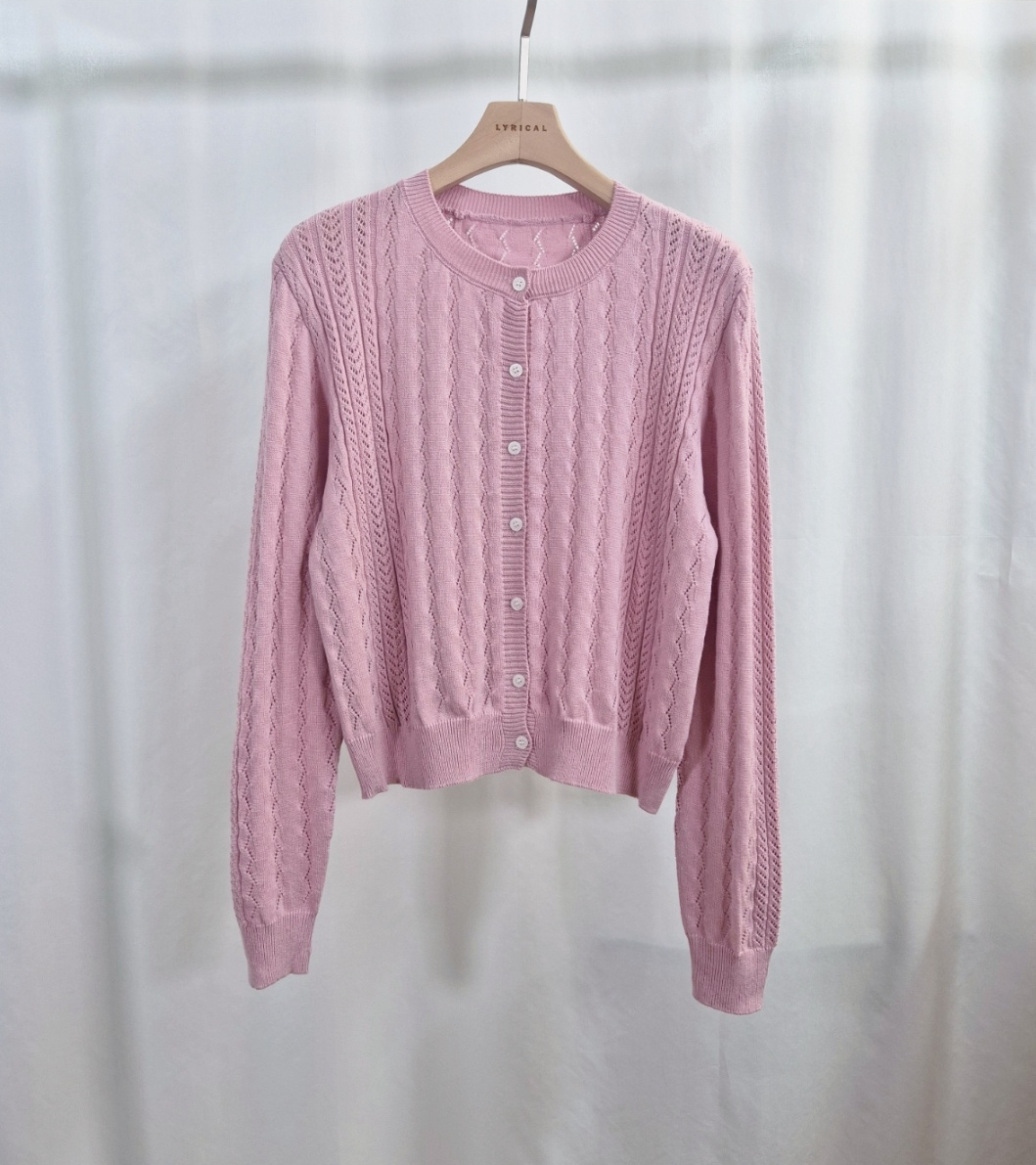 コットンラウンドネックパンチングカーディガン | 詳細画像9