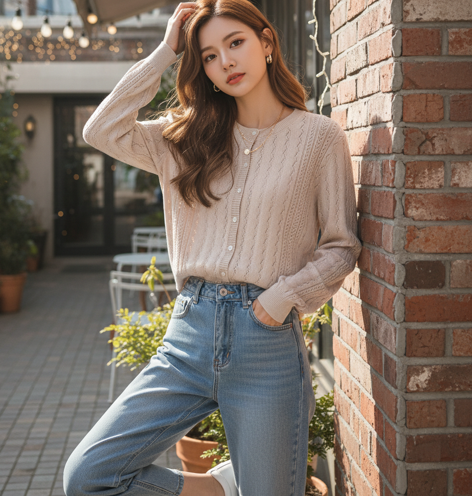 コットンラウンドネックパンチングカーディガン | 詳細画像2