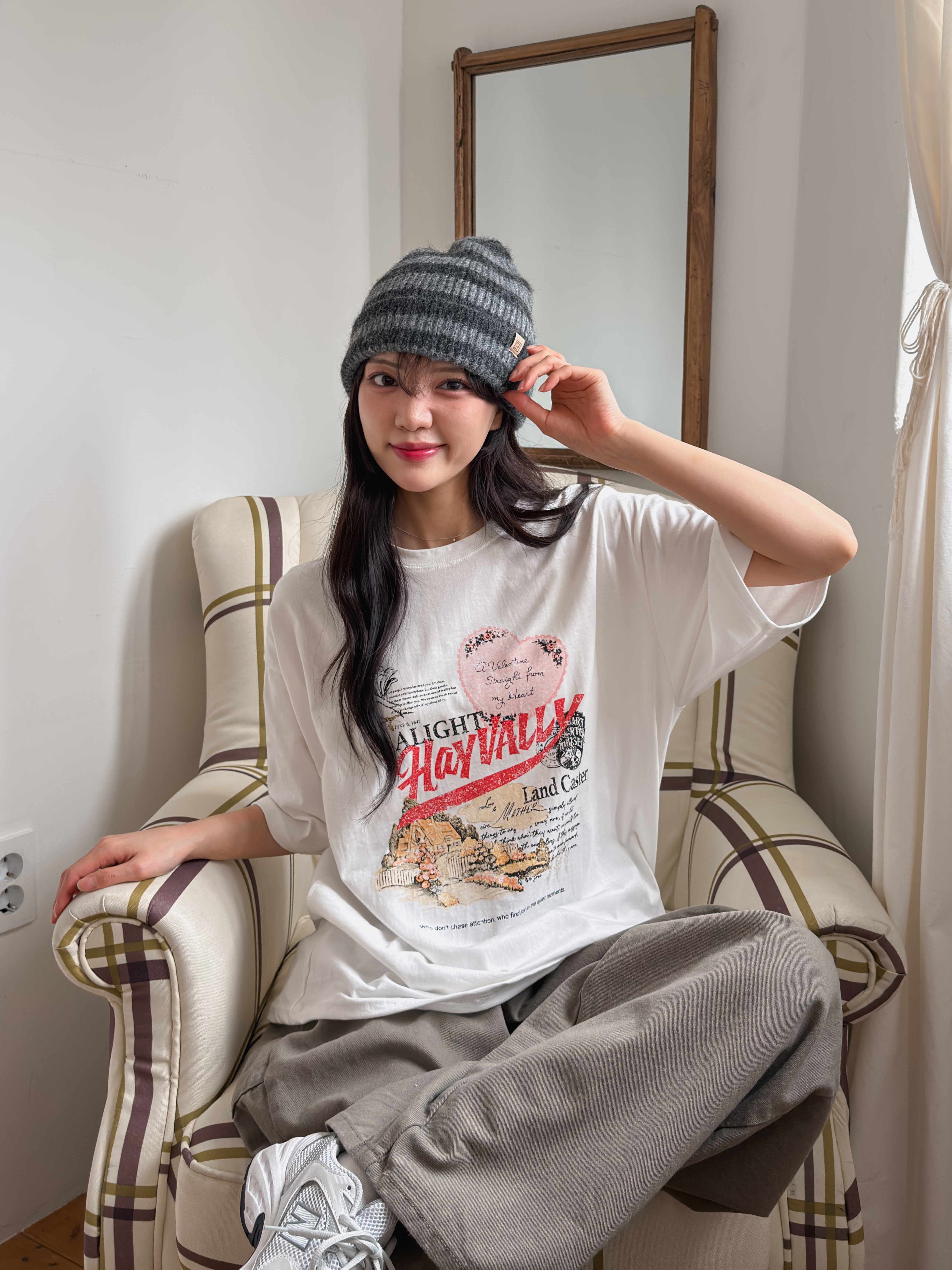 コットンラウンドネックルーズ半袖プリントTシャツ | 詳細画像10