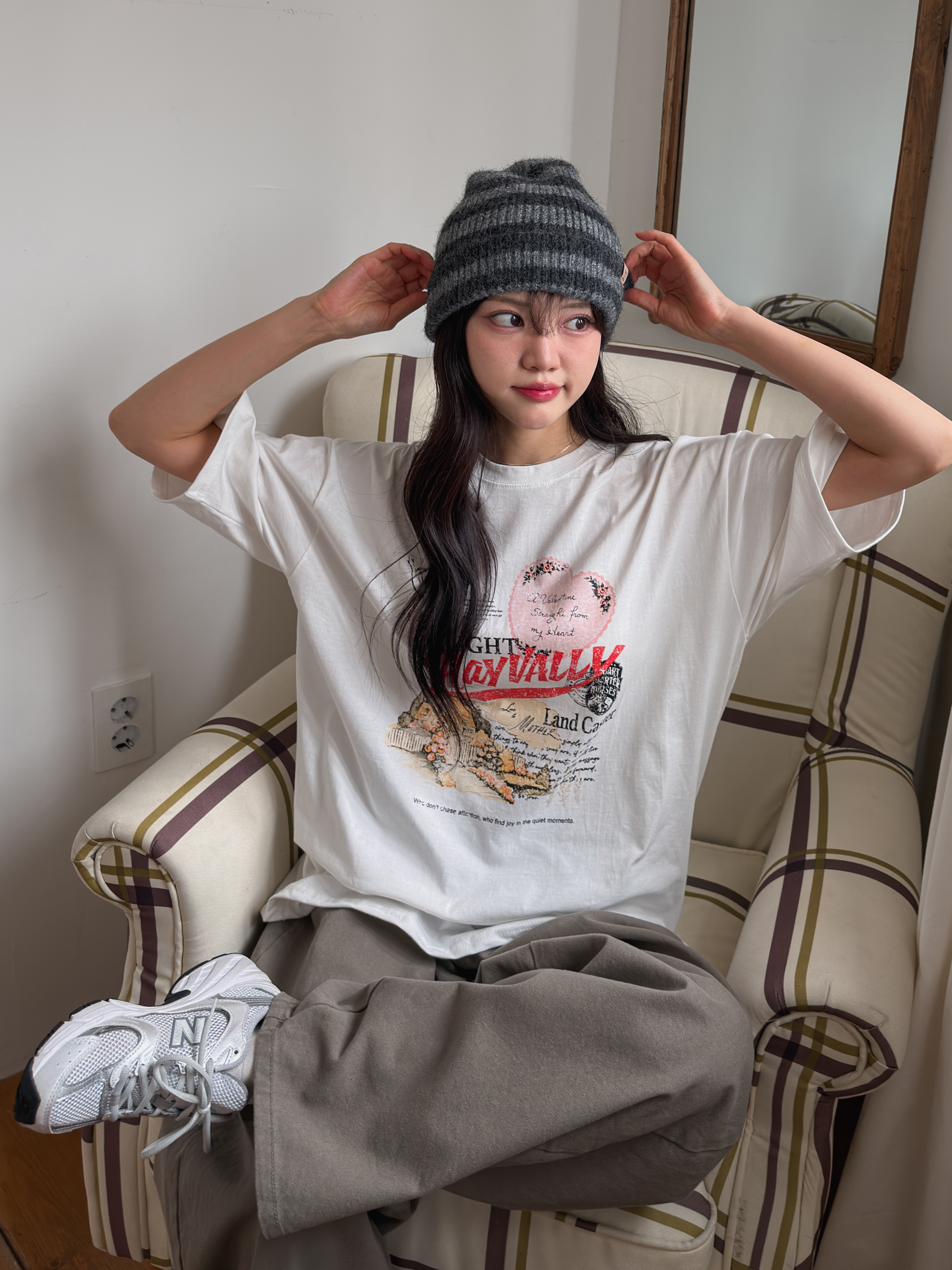 コットンラウンドネックルーズ半袖プリントTシャツ | 詳細画像9