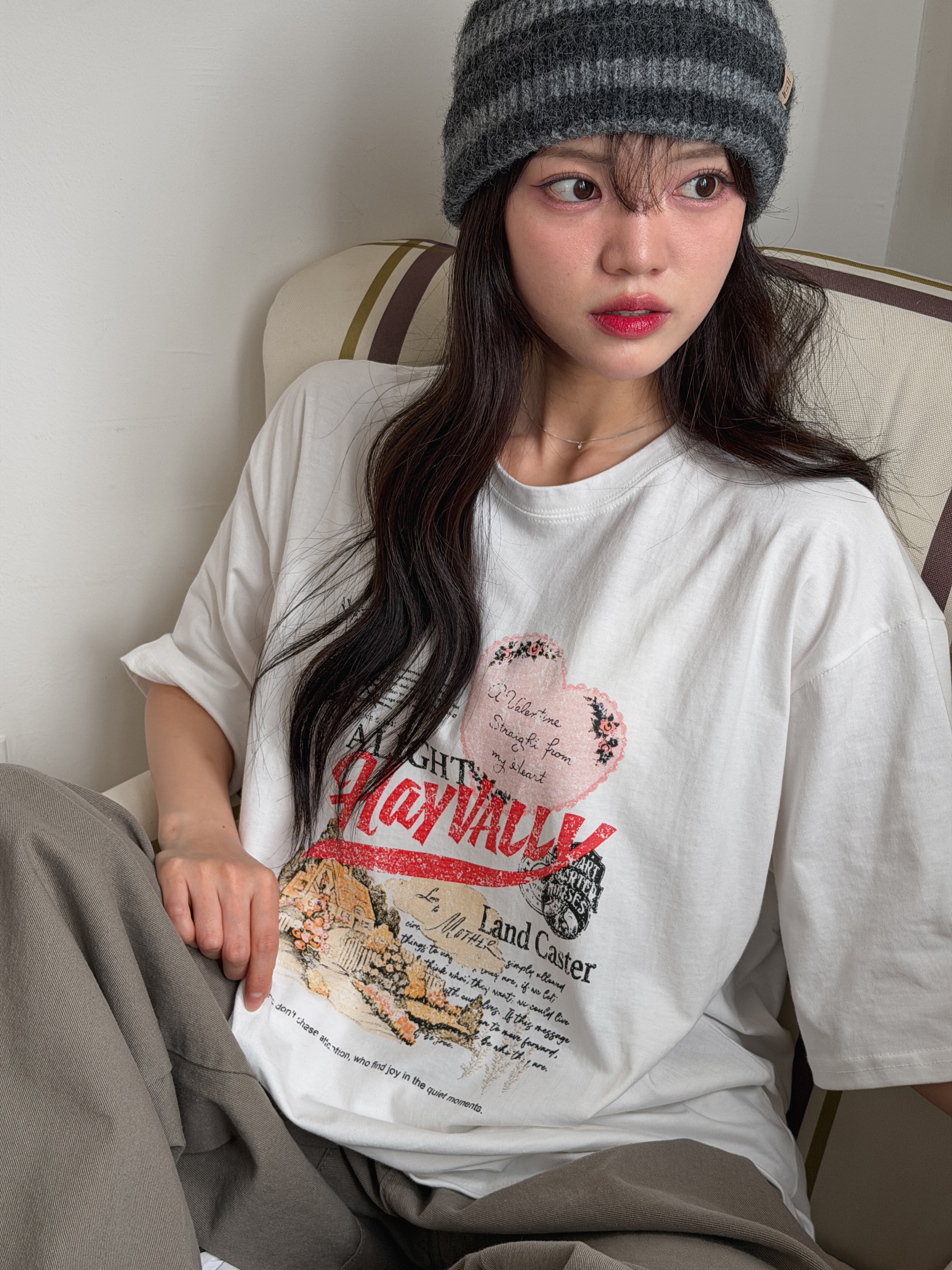 コットンラウンドネックルーズ半袖プリントTシャツ | 詳細画像8