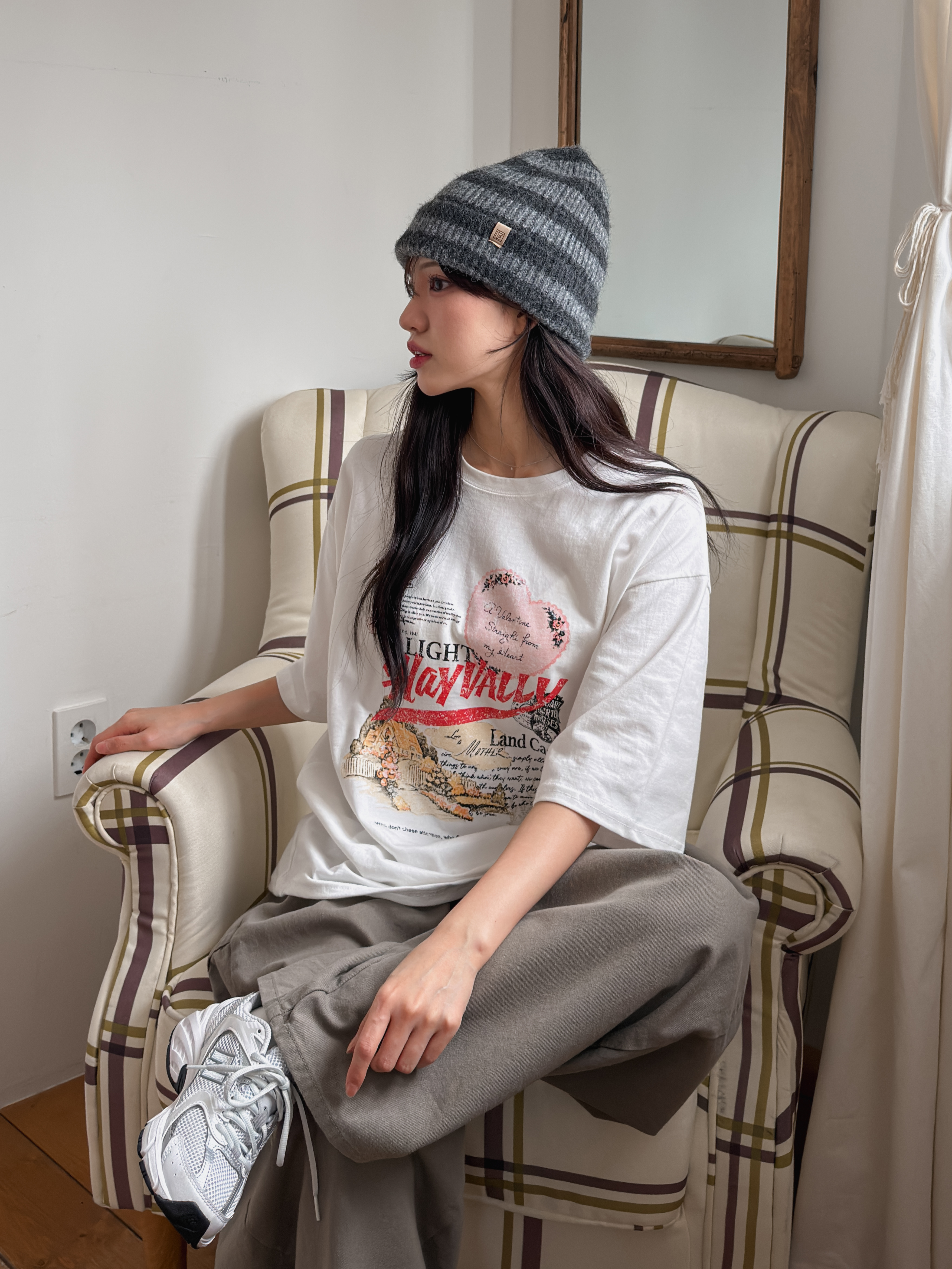 コットンラウンドネックルーズ半袖プリントTシャツ | 詳細画像12