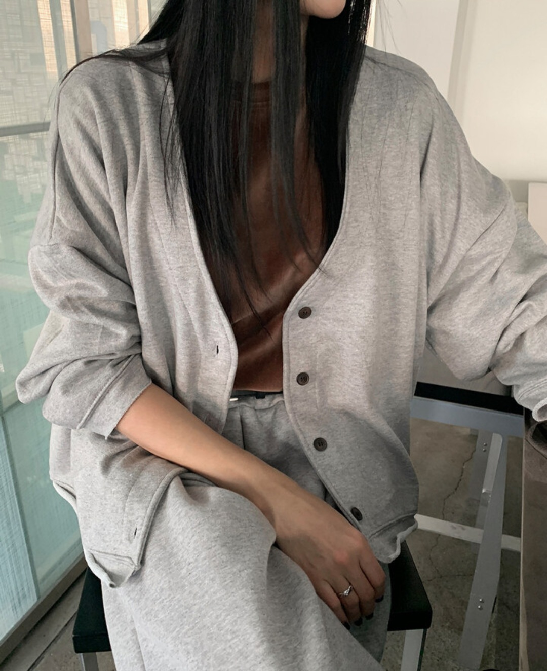 コットンVネックルーズカーディガン | 詳細画像6