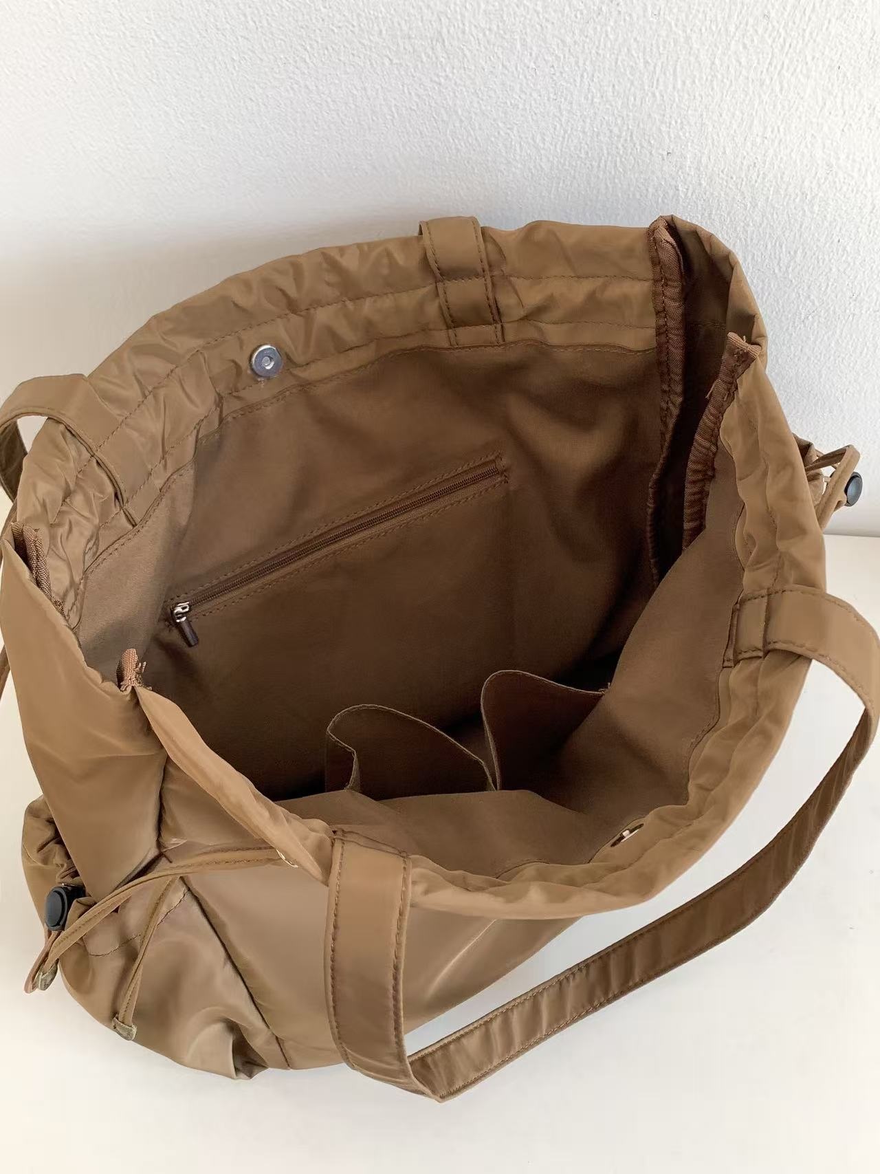 ドローストリングポケットドローコードビッグマグネットボタン無地トートバッグ | 詳細画像13