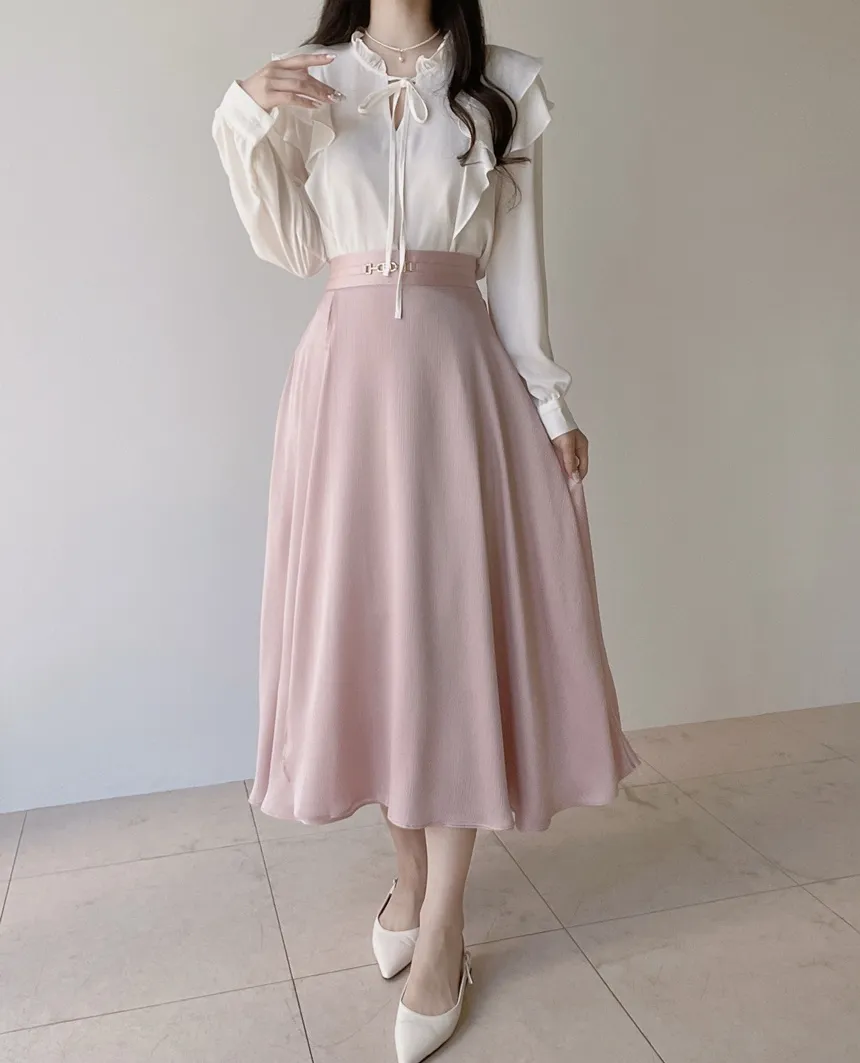 フリル ネックリボンラッフル長袖ブラウス | mirangmirang | 詳細画像11