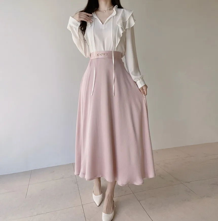 フリル ネックリボンラッフル長袖ブラウス | mirangmirang | 詳細画像13