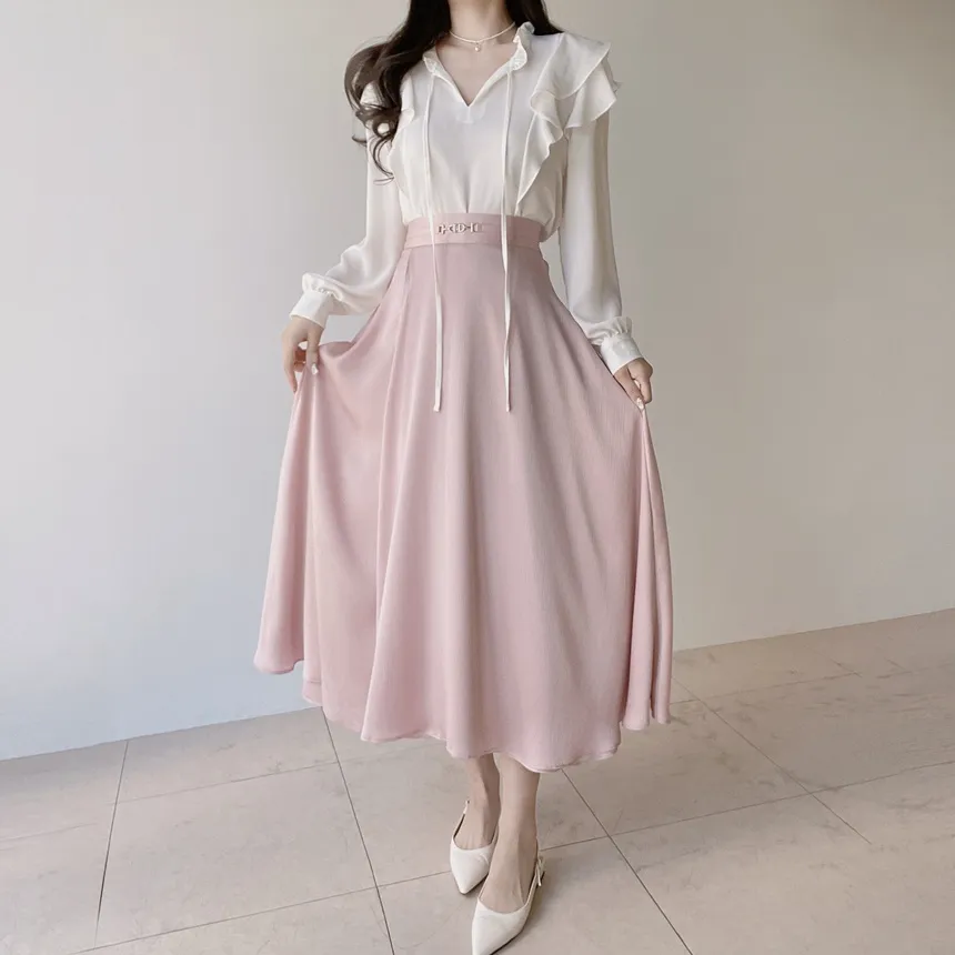 フリル ネックリボンラッフル長袖ブラウス | mirangmirang | 詳細画像14