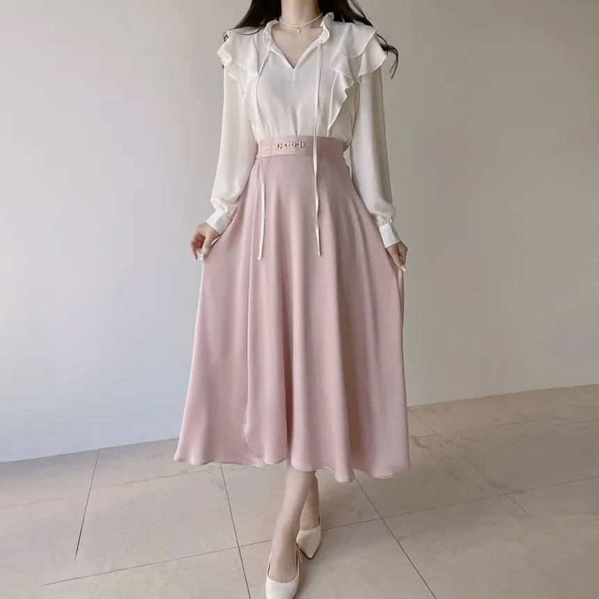 フリル ネックリボンラッフル長袖ブラウス | mirangmirang | 詳細画像16