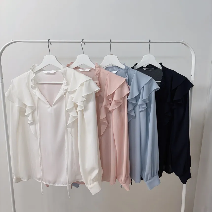 フリル ネックリボンラッフル長袖ブラウス | mirangmirang | 詳細画像33