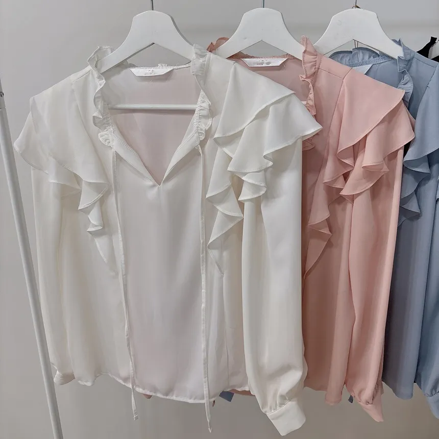 フリル ネックリボンラッフル長袖ブラウス | mirangmirang | 詳細画像34