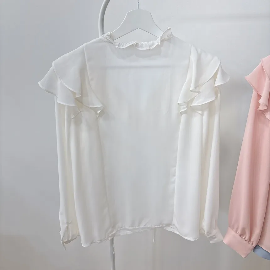 フリル ネックリボンラッフル長袖ブラウス | mirangmirang | 詳細画像35