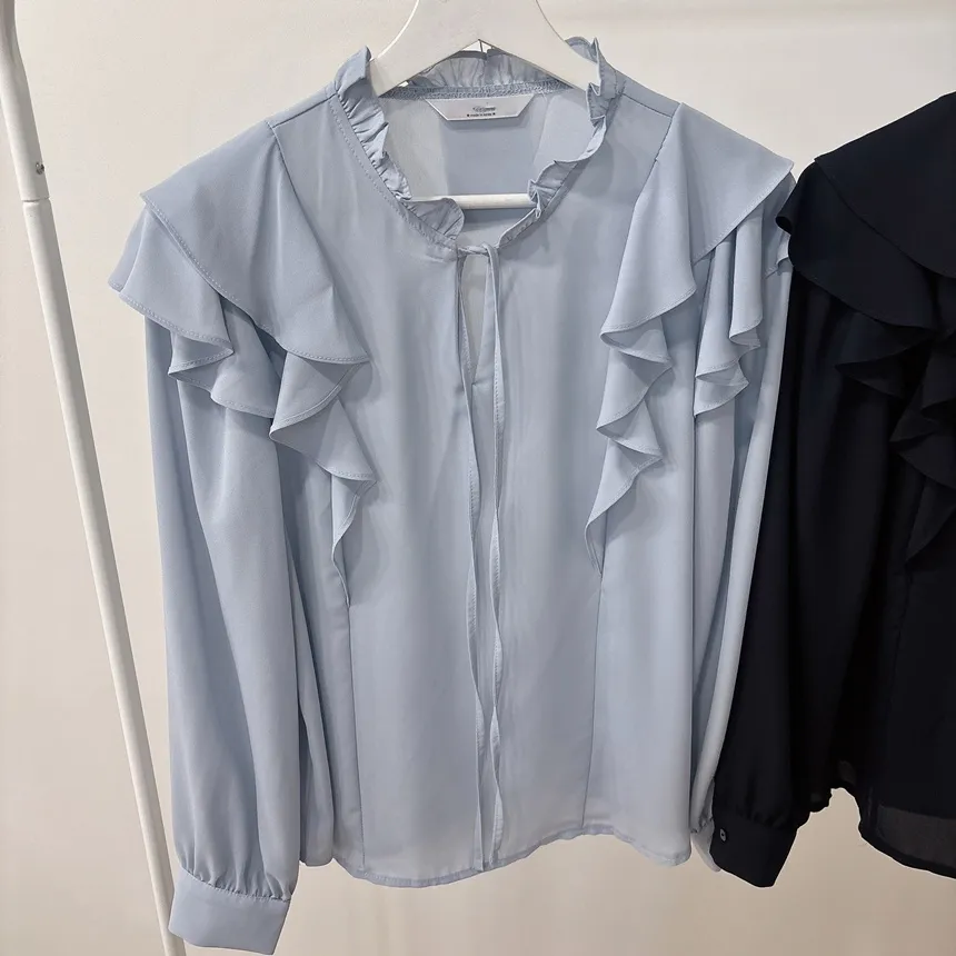 フリル ネックリボンラッフル長袖ブラウス | mirangmirang | 詳細画像37