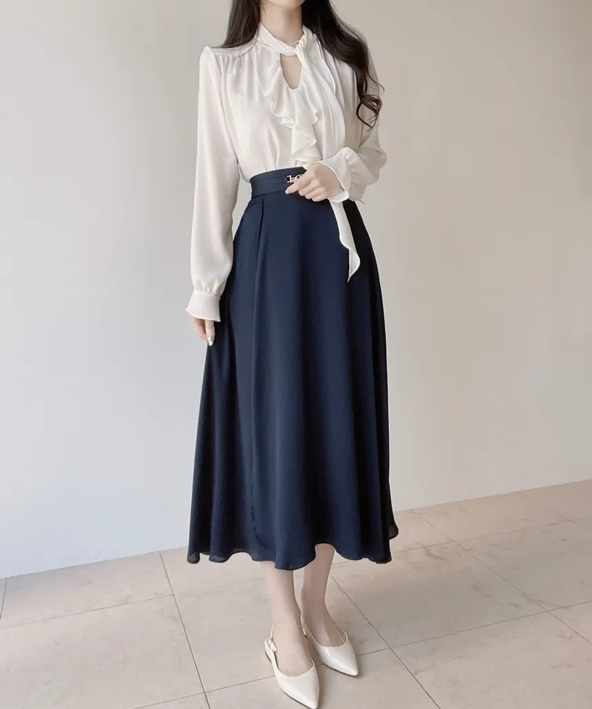 長袖フリルボウタイシャーリングブラウス | mirangmirang | 詳細画像7