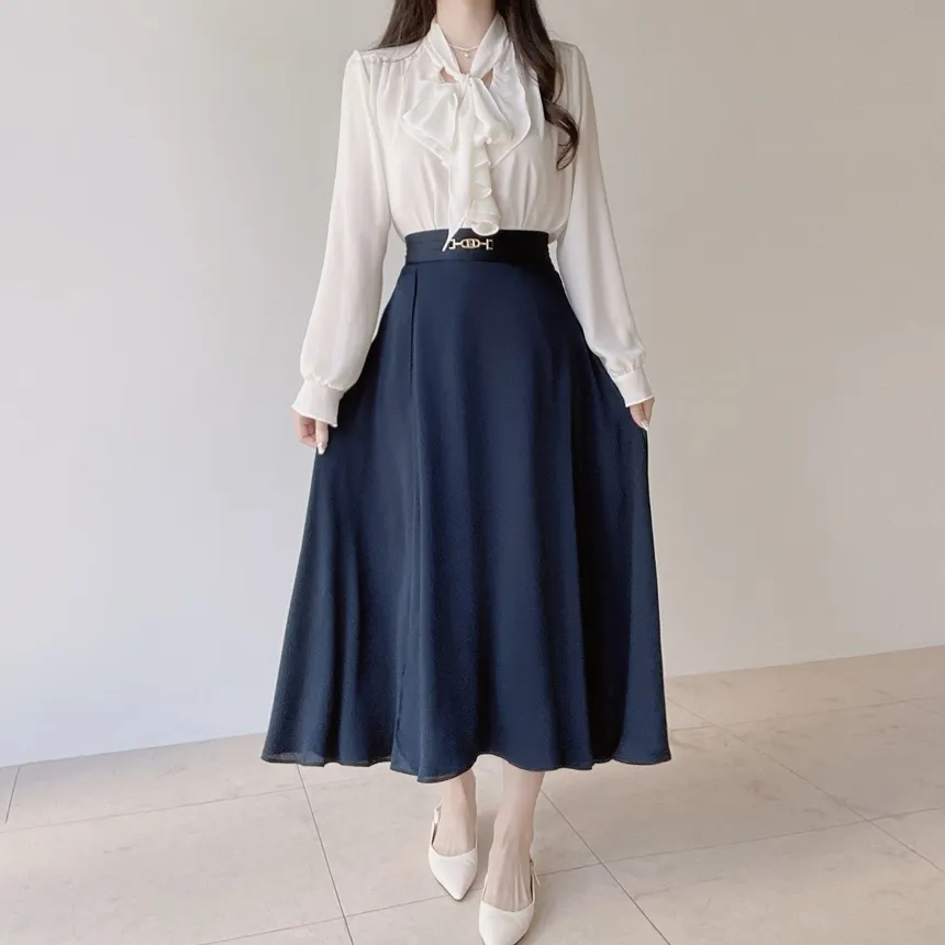 長袖フリルボウタイシャーリングブラウス | mirangmirang | 詳細画像8