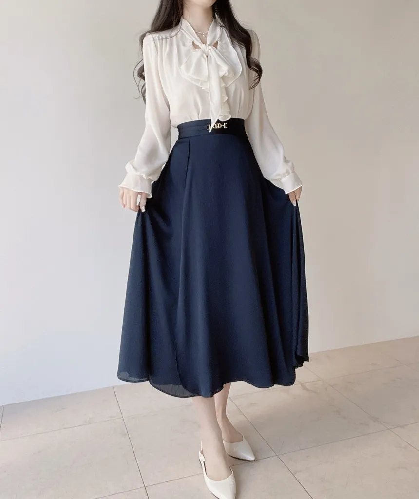 長袖フリルボウタイシャーリングブラウス | mirangmirang | 詳細画像9