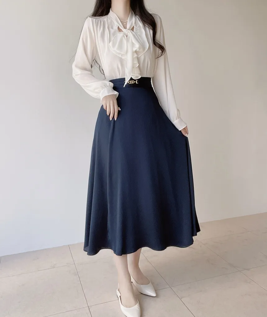 長袖フリルボウタイシャーリングブラウス | mirangmirang | 詳細画像11