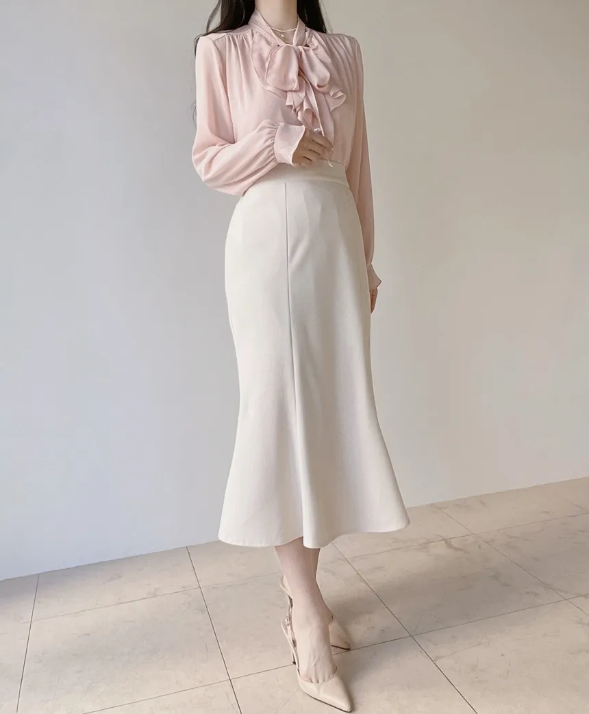 長袖フリルボウタイシャーリングブラウス | mirangmirang | 詳細画像22