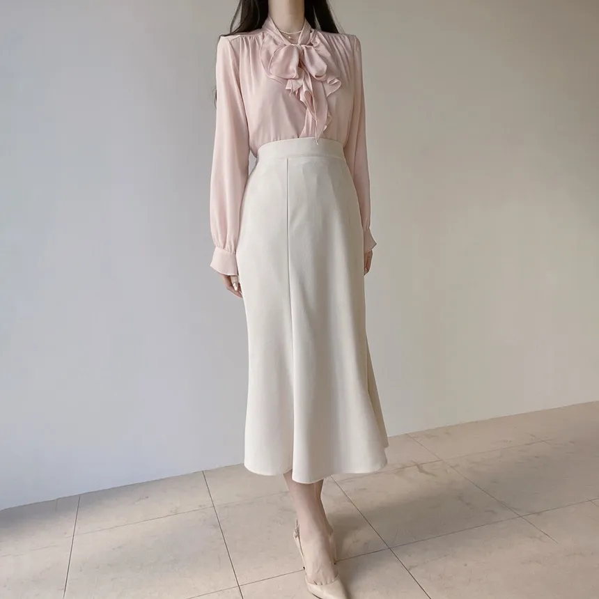 長袖フリルボウタイシャーリングブラウス | mirangmirang | 詳細画像23