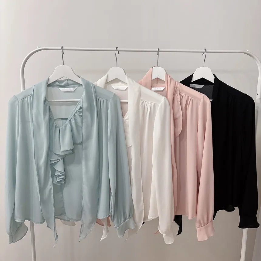 長袖フリルボウタイシャーリングブラウス | mirangmirang | 詳細画像33