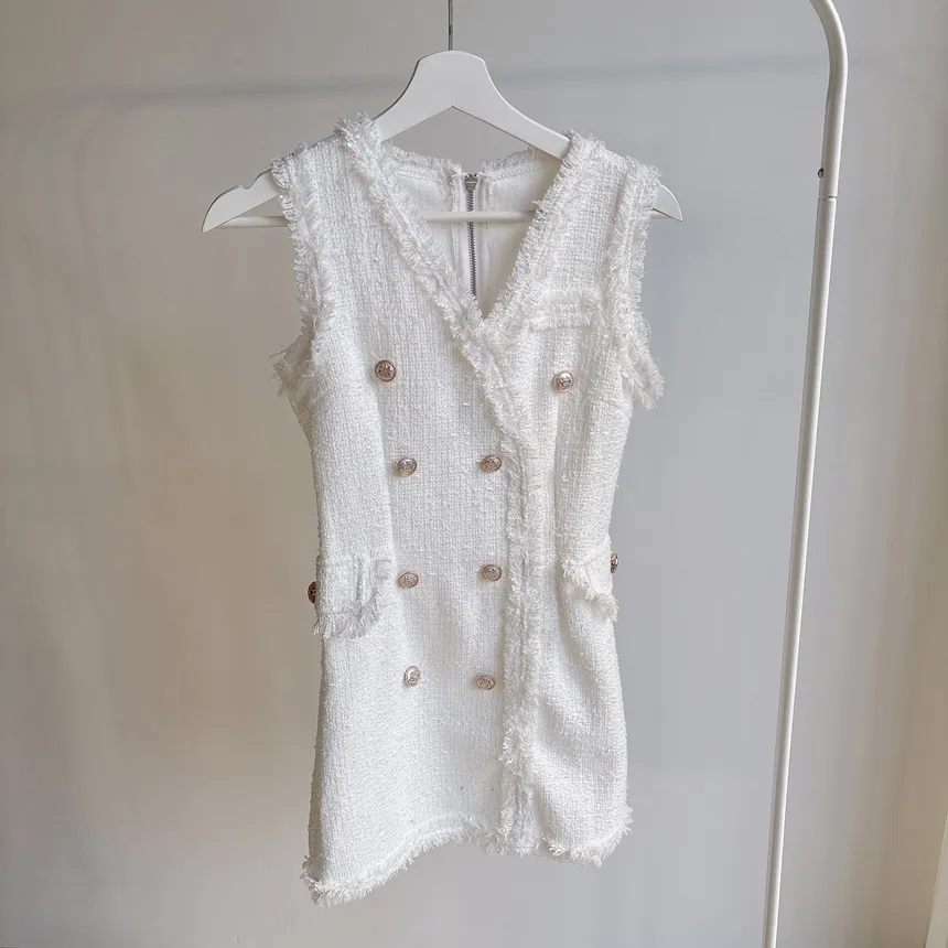 ツイードHラインミニフェイクポケットフェイクボタンVネックワンピース | mirangmirang | 詳細画像13