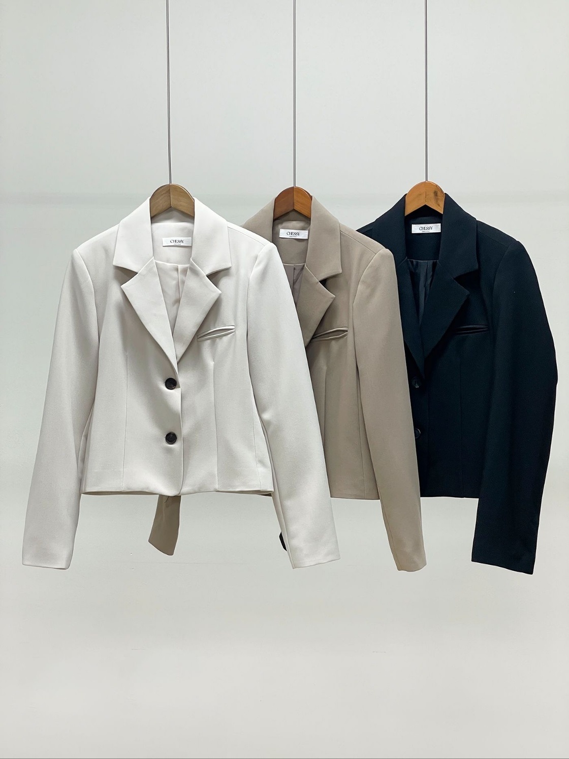 カラーラインショート長袖ワンポケットツーボタン無地ジャケット | 詳細画像21