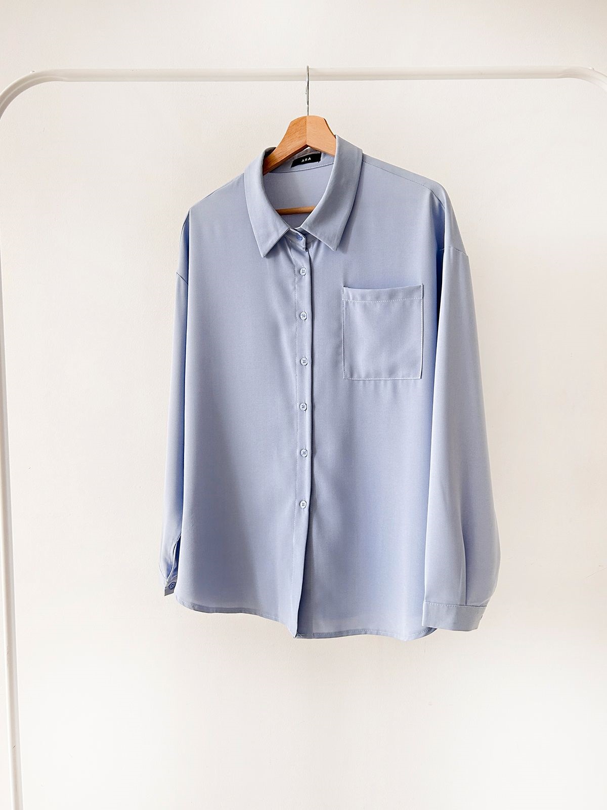 ボタンカラーオーバーサイズボクシールーズ長袖ワンポケットボタンスリーブドロップショルダー無地シャツ | 詳細画像39