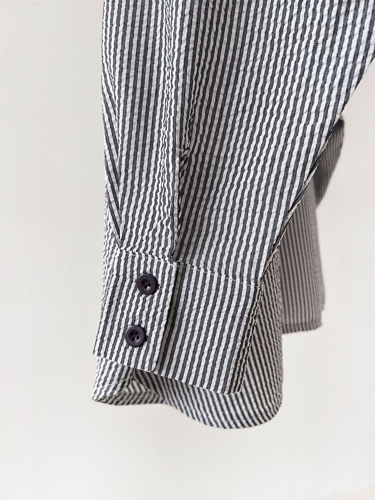 カラーオーバーサイズボクシー長袖ツーポケットボタンスリーブドロップショルダーストライプシャツ | 詳細画像41