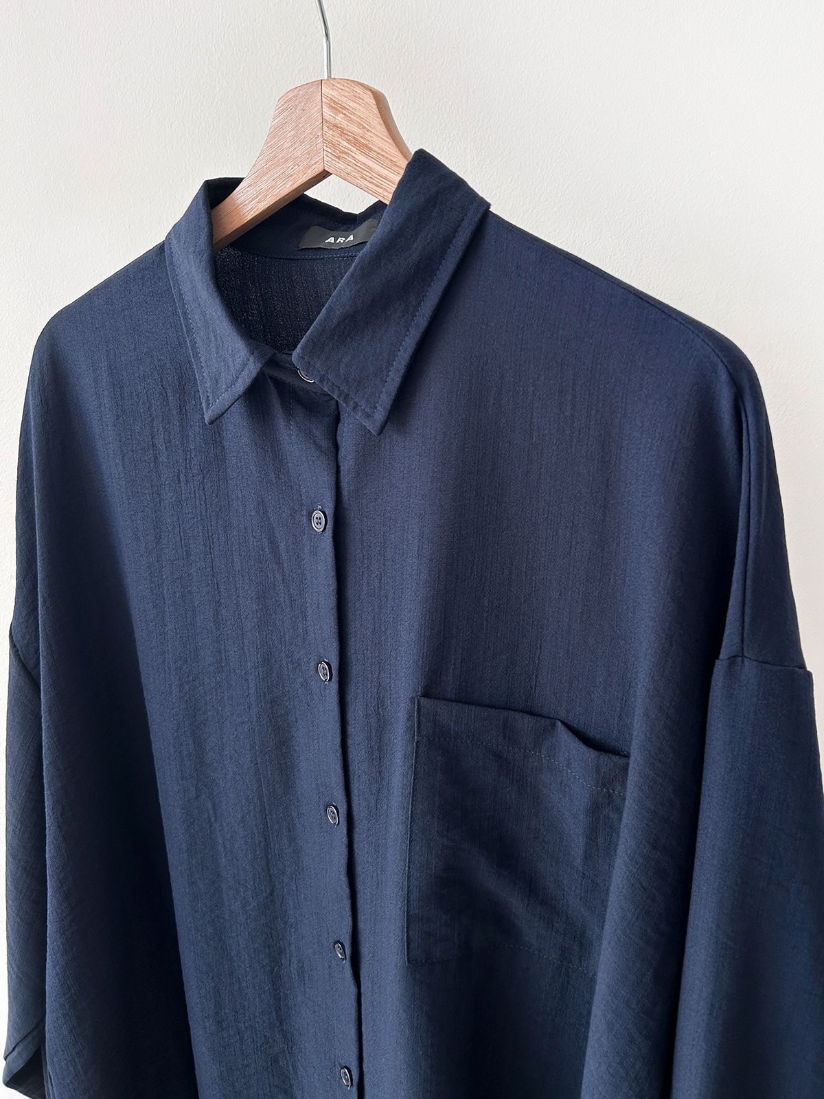 カラードローストリングウエストゴムオーバーサイズロングルーズワンポケットストレートワイドボタンスリーブドロップショルダー無地パンツ | 詳細画像39