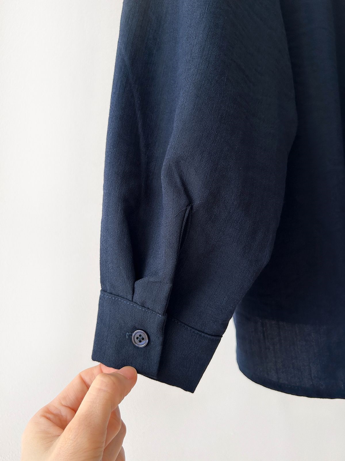 カラードローストリングウエストゴムオーバーサイズロングルーズワンポケットストレートワイドボタンスリーブドロップショルダー無地パンツ | 詳細画像40