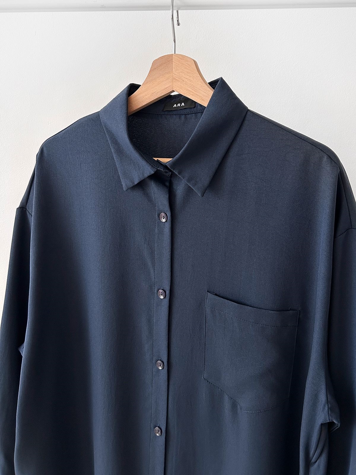 ボタンカラーオーバーサイズルーズ長袖ワンポケットドロップショルダー無地シャツワンピース | 詳細画像30