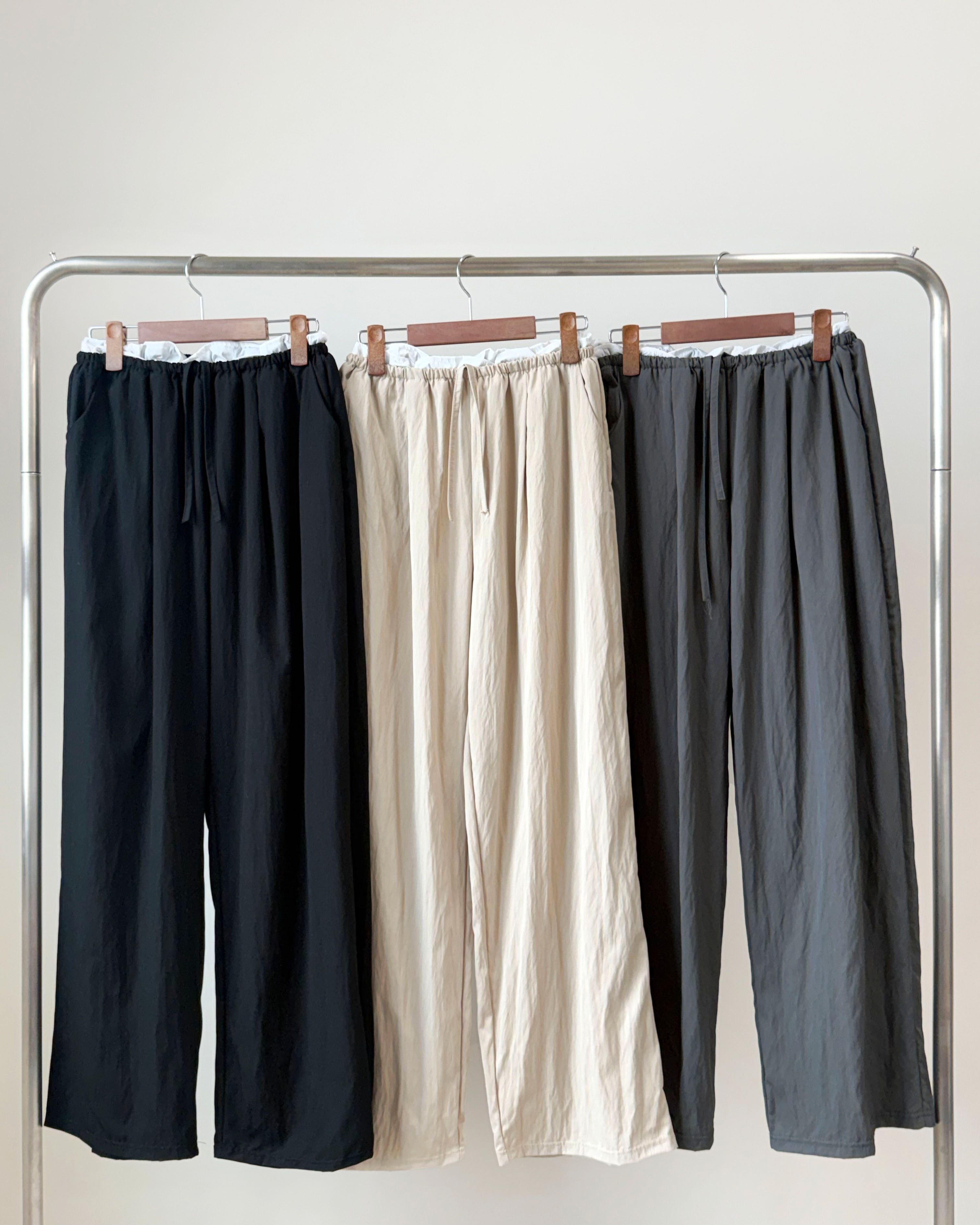 ドローストリングフリルポケットウエストゴムレイヤード風ワイドバックポケット配色パンツ | 詳細画像11