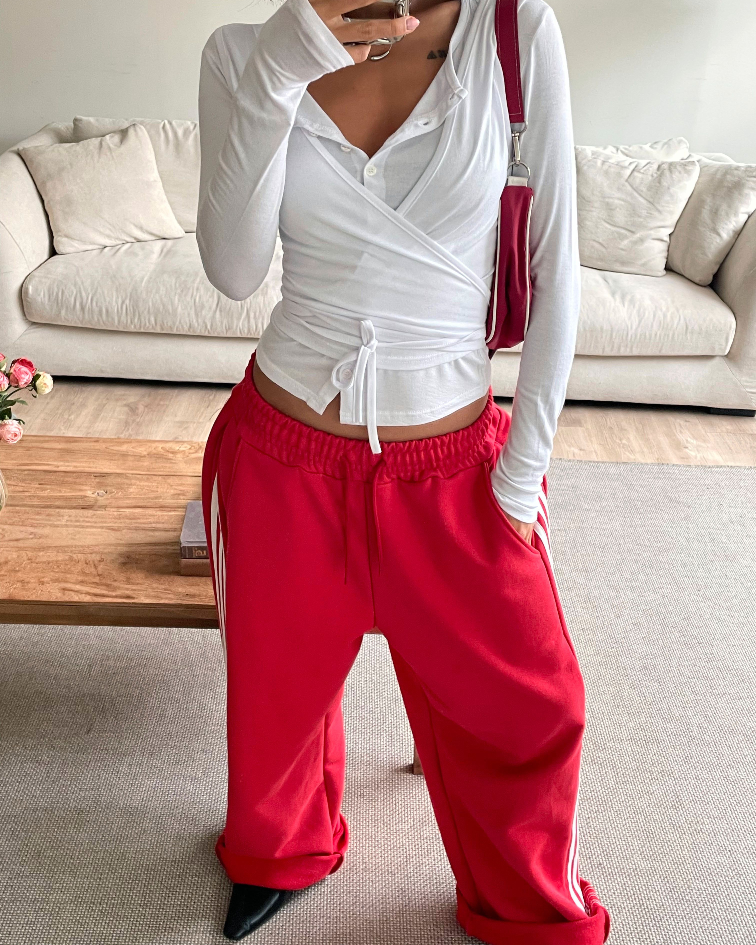 ボタンストラップラップクロップドスリム長袖無地Tシャツ | 詳細画像7