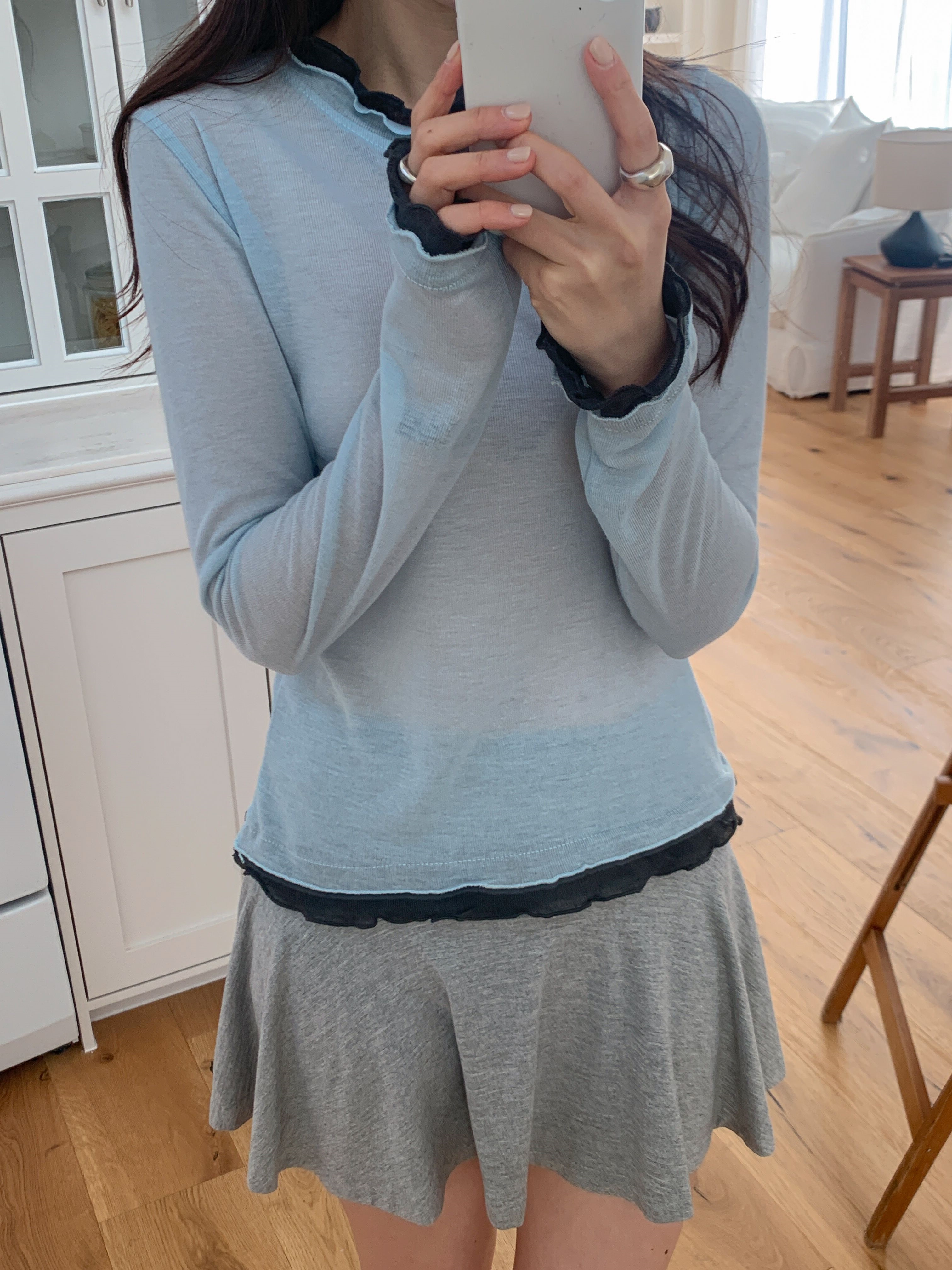 メロウスリムレイヤード風配色Tシャツ | 詳細画像14