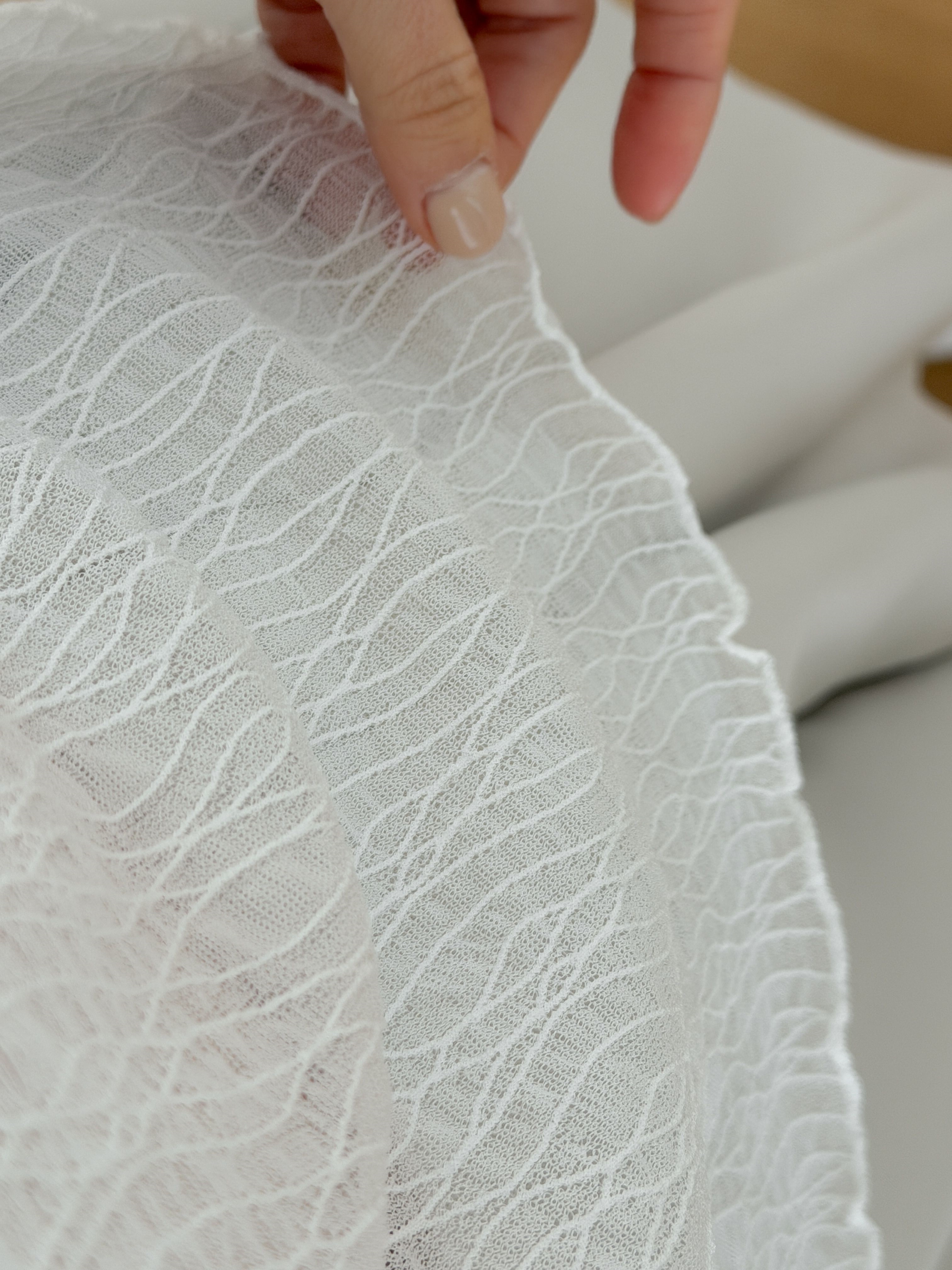 レースシースルーハーフネックメロウベルスリーブルーズTシャツ | 詳細画像21