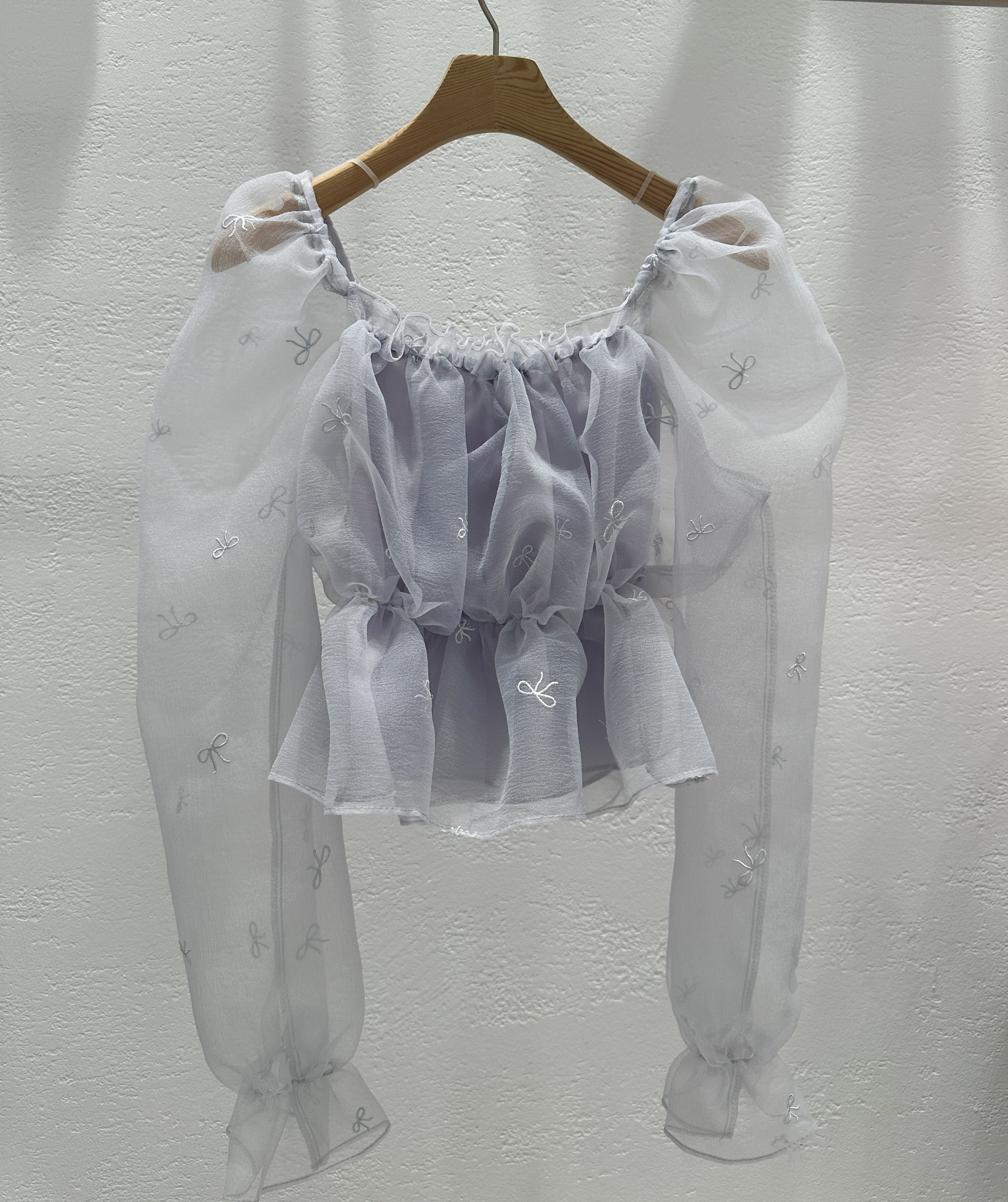 コンビシャーリングフリルパフスリーブクロップド長袖ブラウス | 詳細画像22