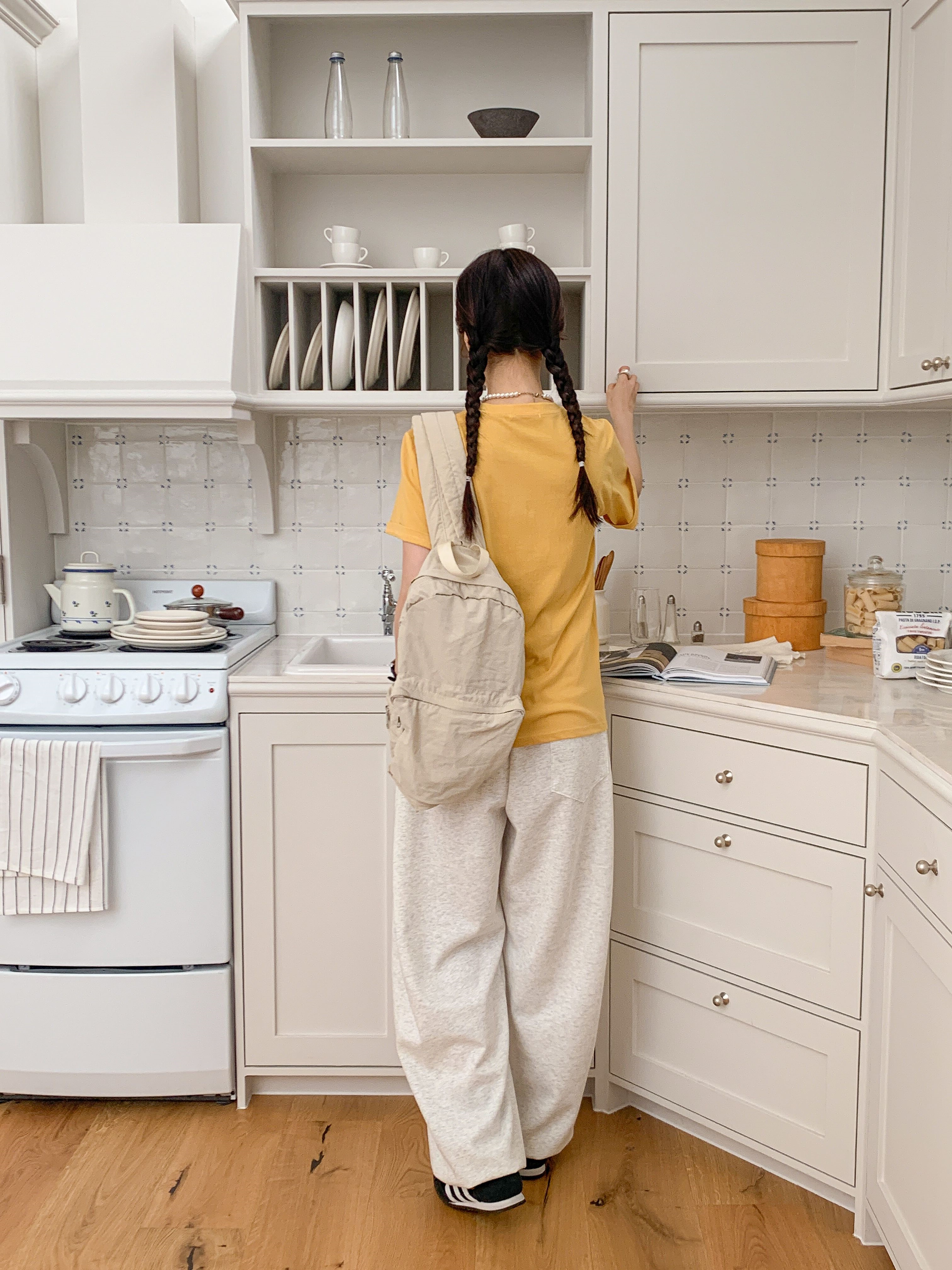 コットンラウンドネックベーシック半袖レタリングTシャツ | 詳細画像16