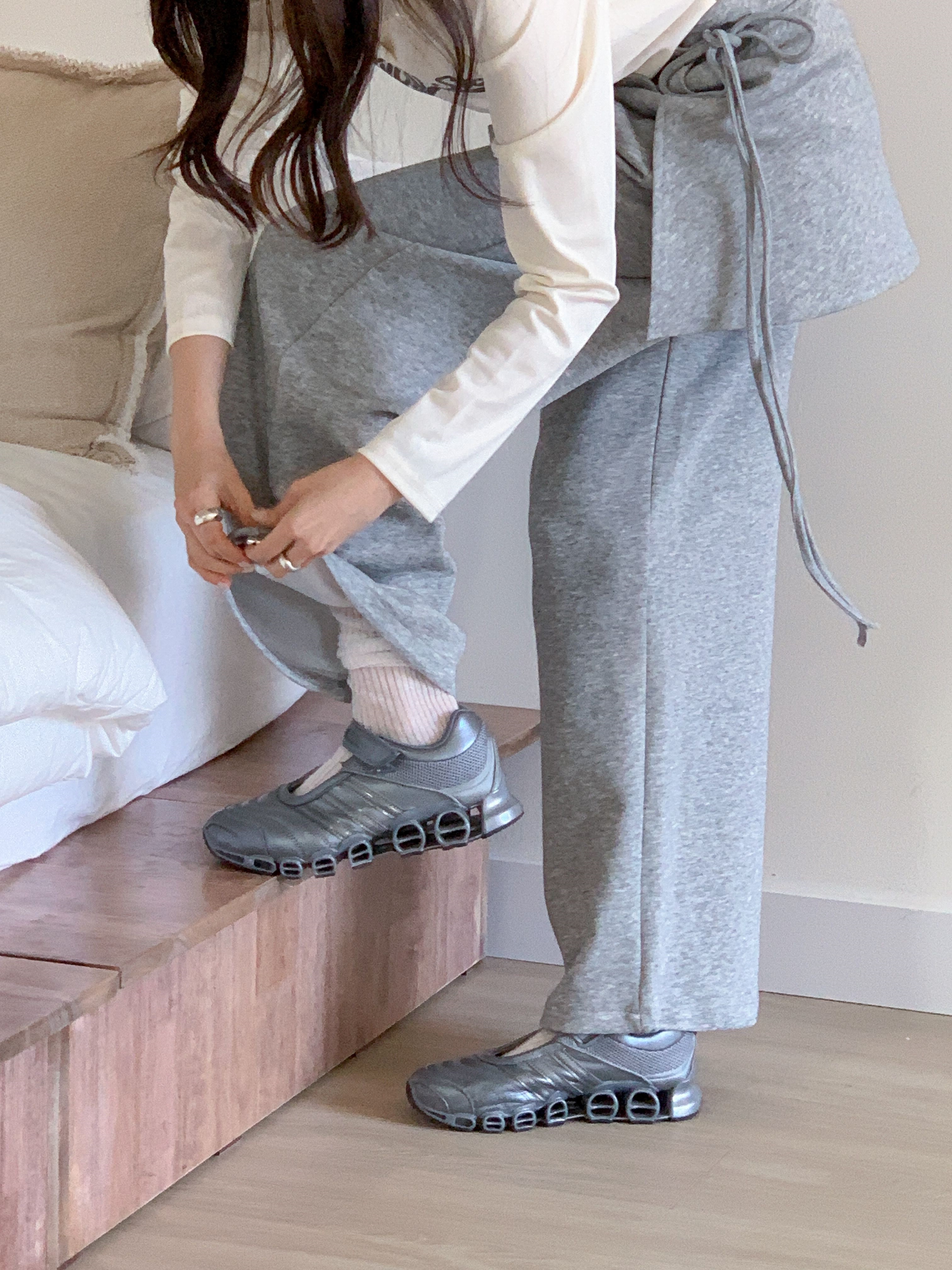 ポケットウエストゴムドローコードロングワイド無地パンツスカート付 | 詳細画像13