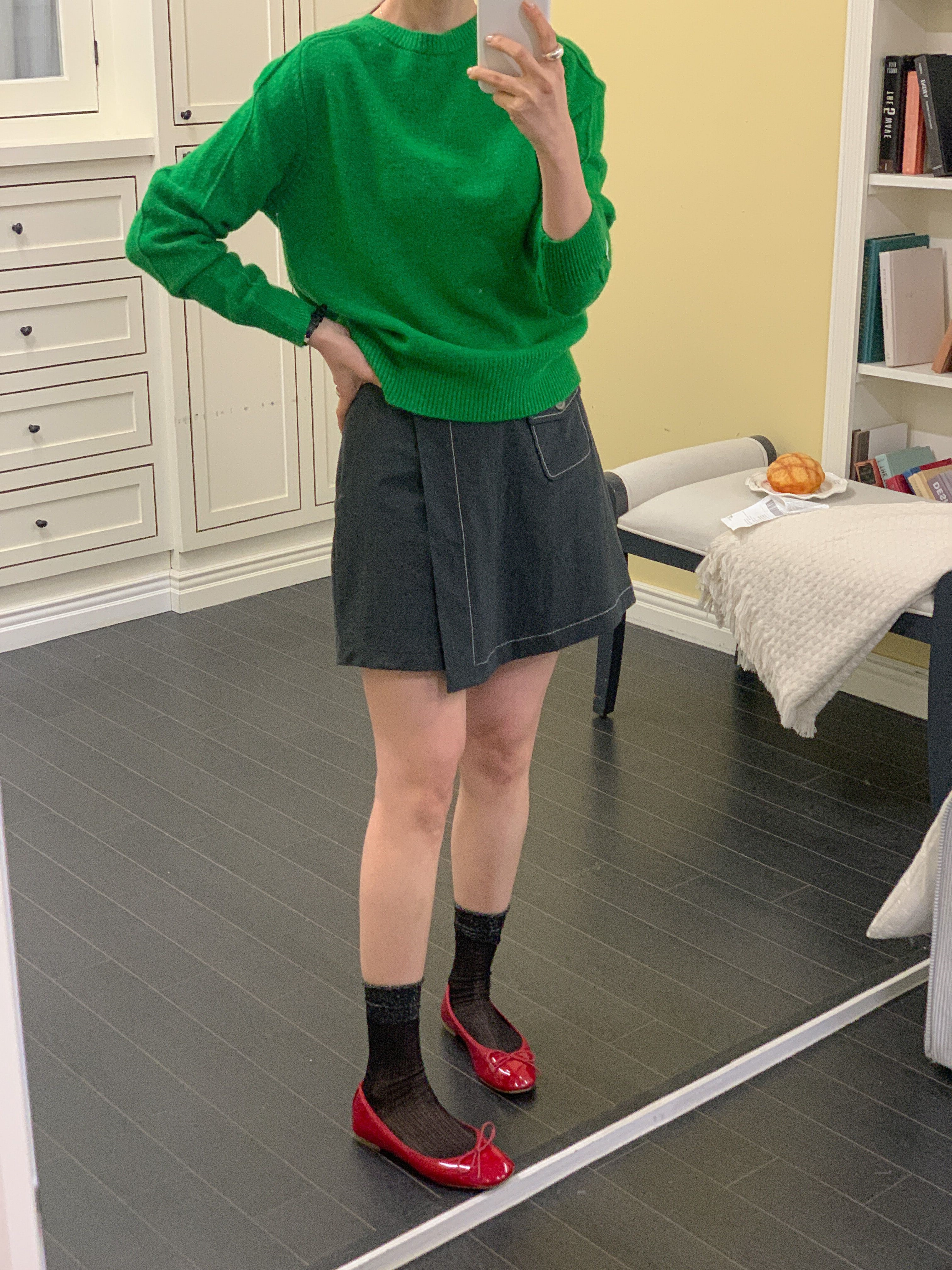 ラウンドネックパッチラインラグランルーズ長袖無地ニット | 詳細画像12