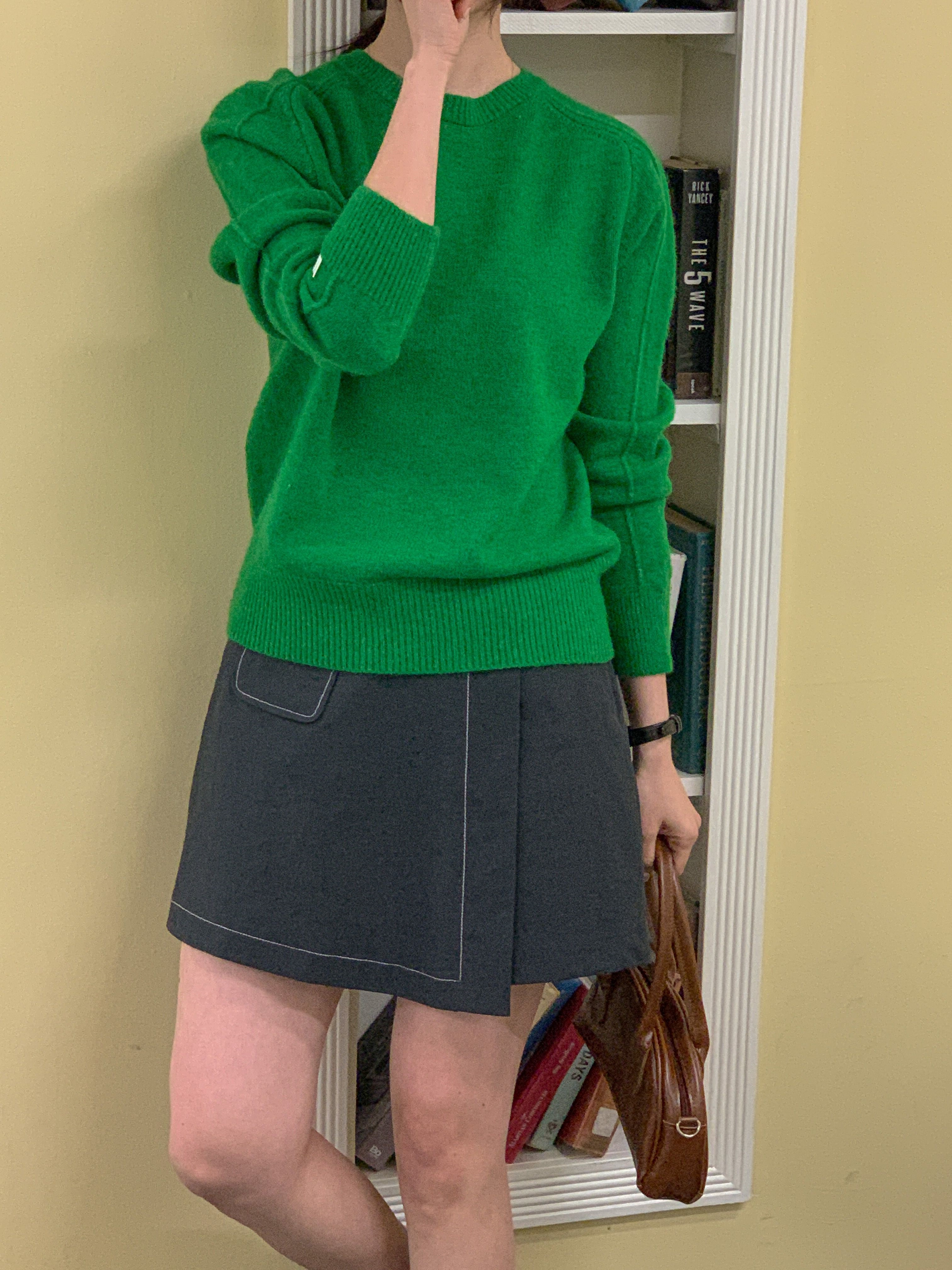 ラウンドネックパッチラインラグランルーズ長袖無地ニット | 詳細画像13