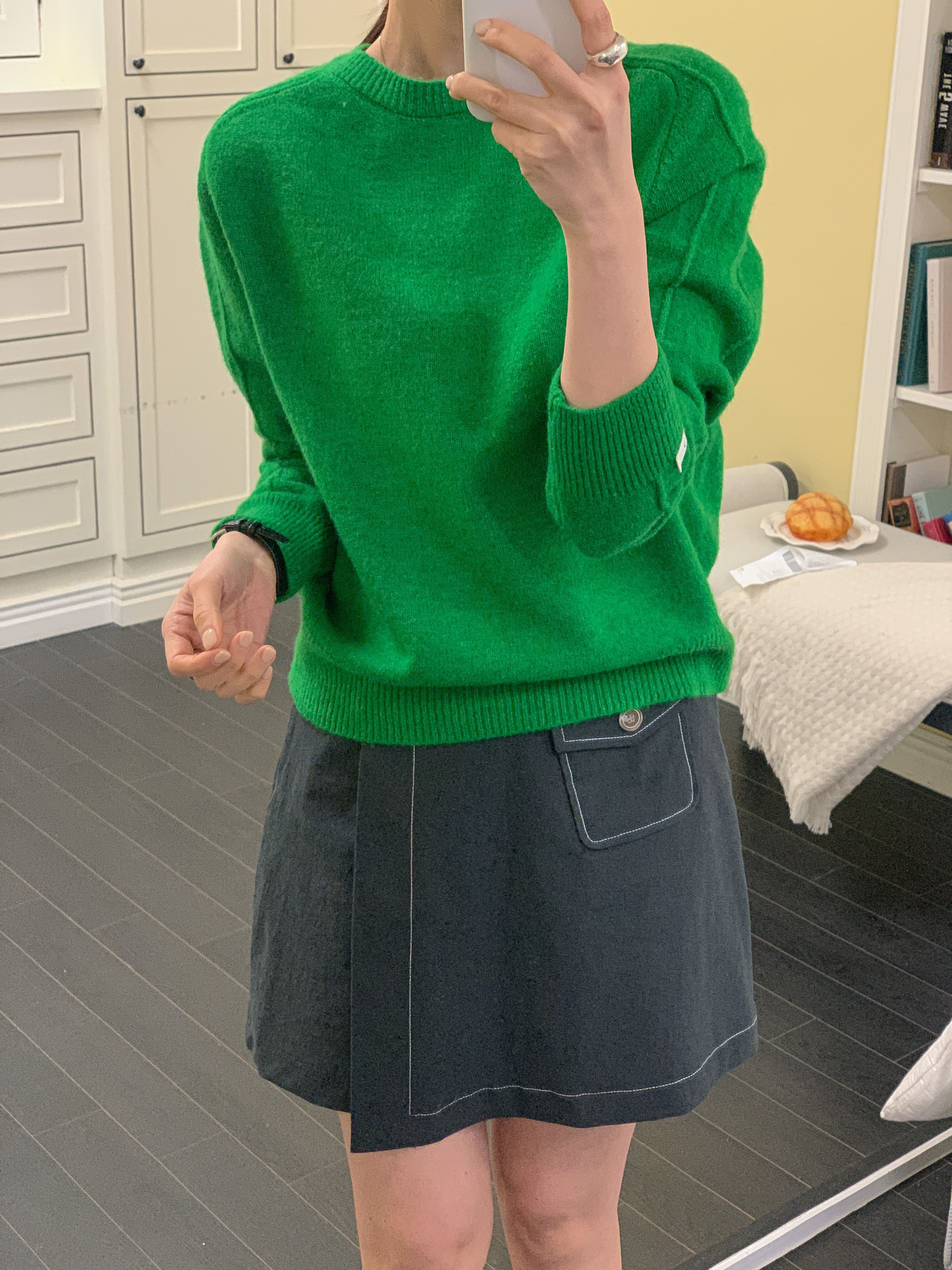 ラウンドネックパッチラインラグランルーズ長袖無地ニット | 詳細画像14