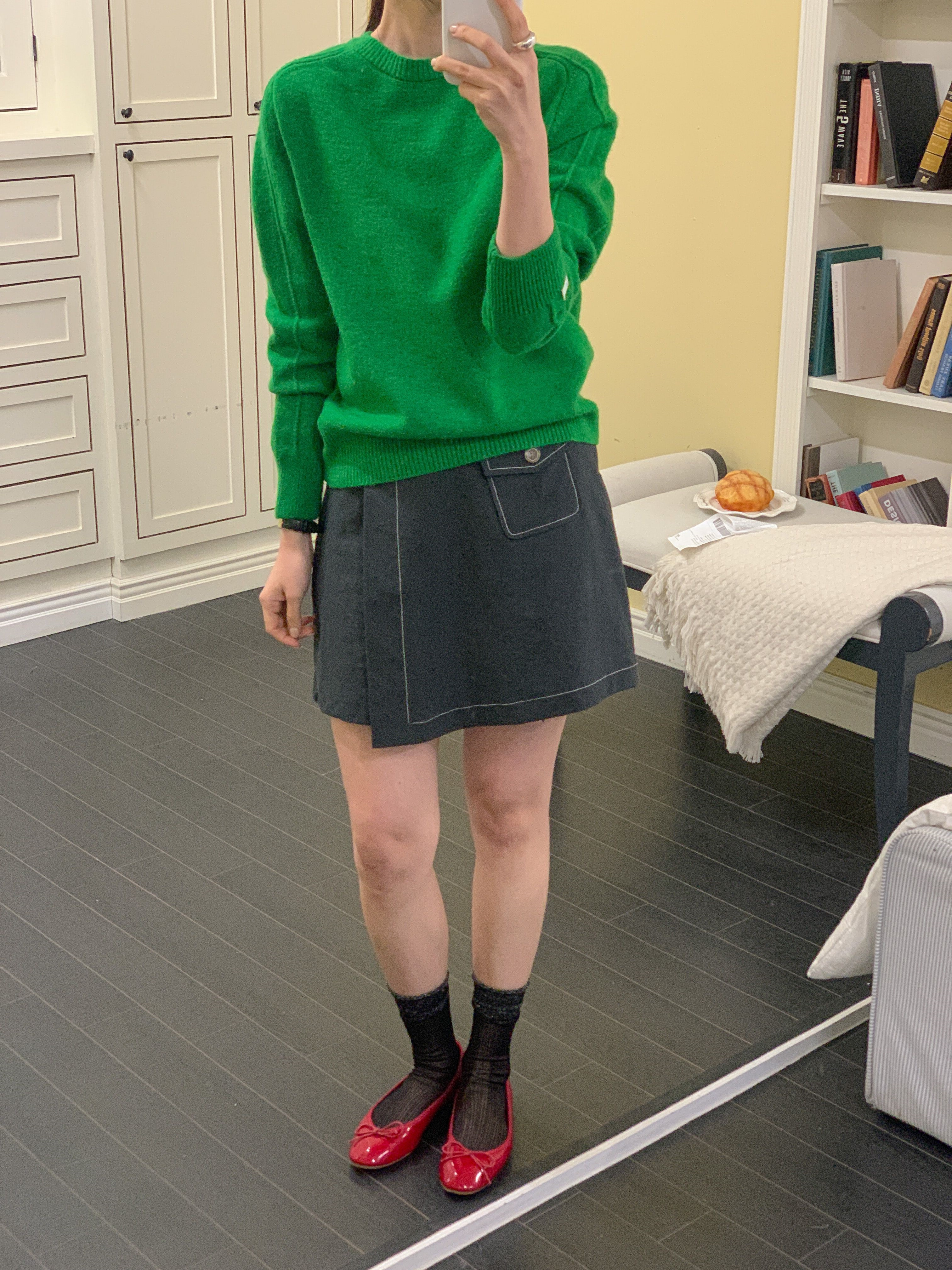 ラウンドネックパッチラインラグランルーズ長袖無地ニット | 詳細画像15