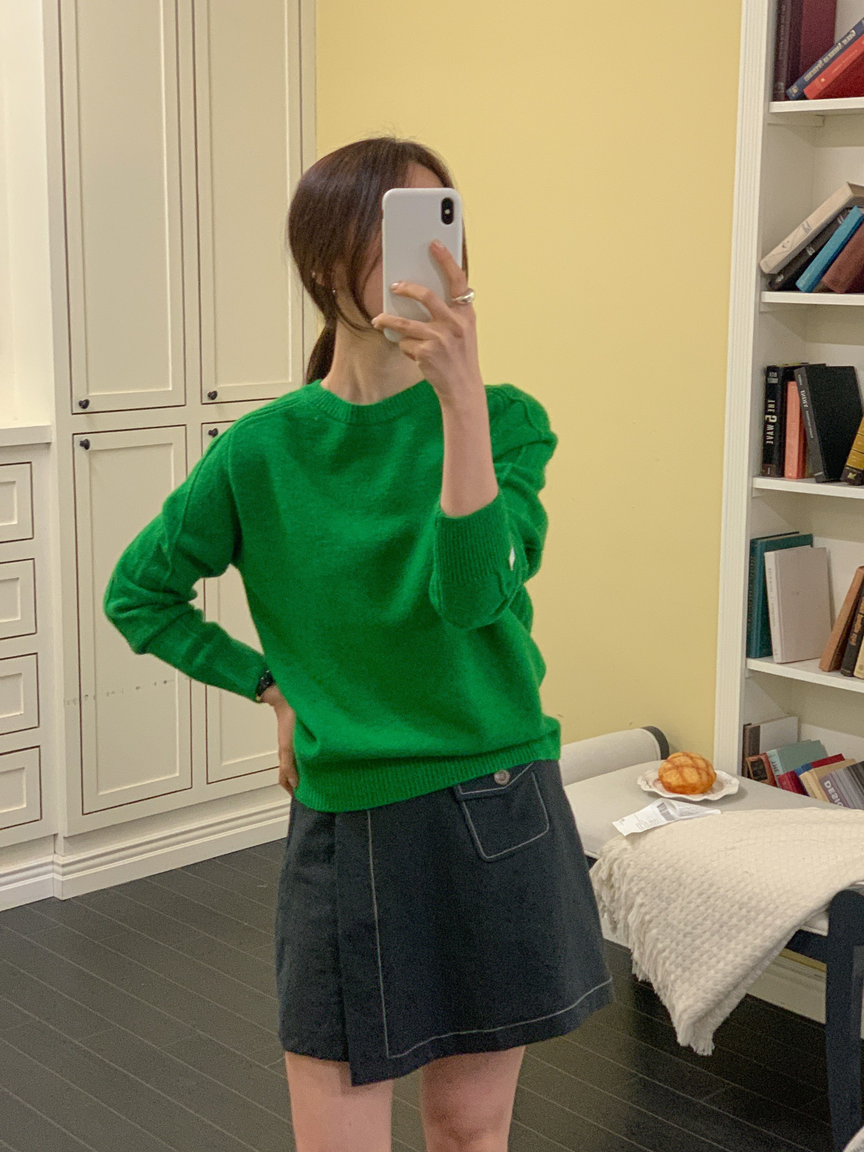 ラウンドネックパッチラインラグランルーズ長袖無地ニット | 詳細画像18