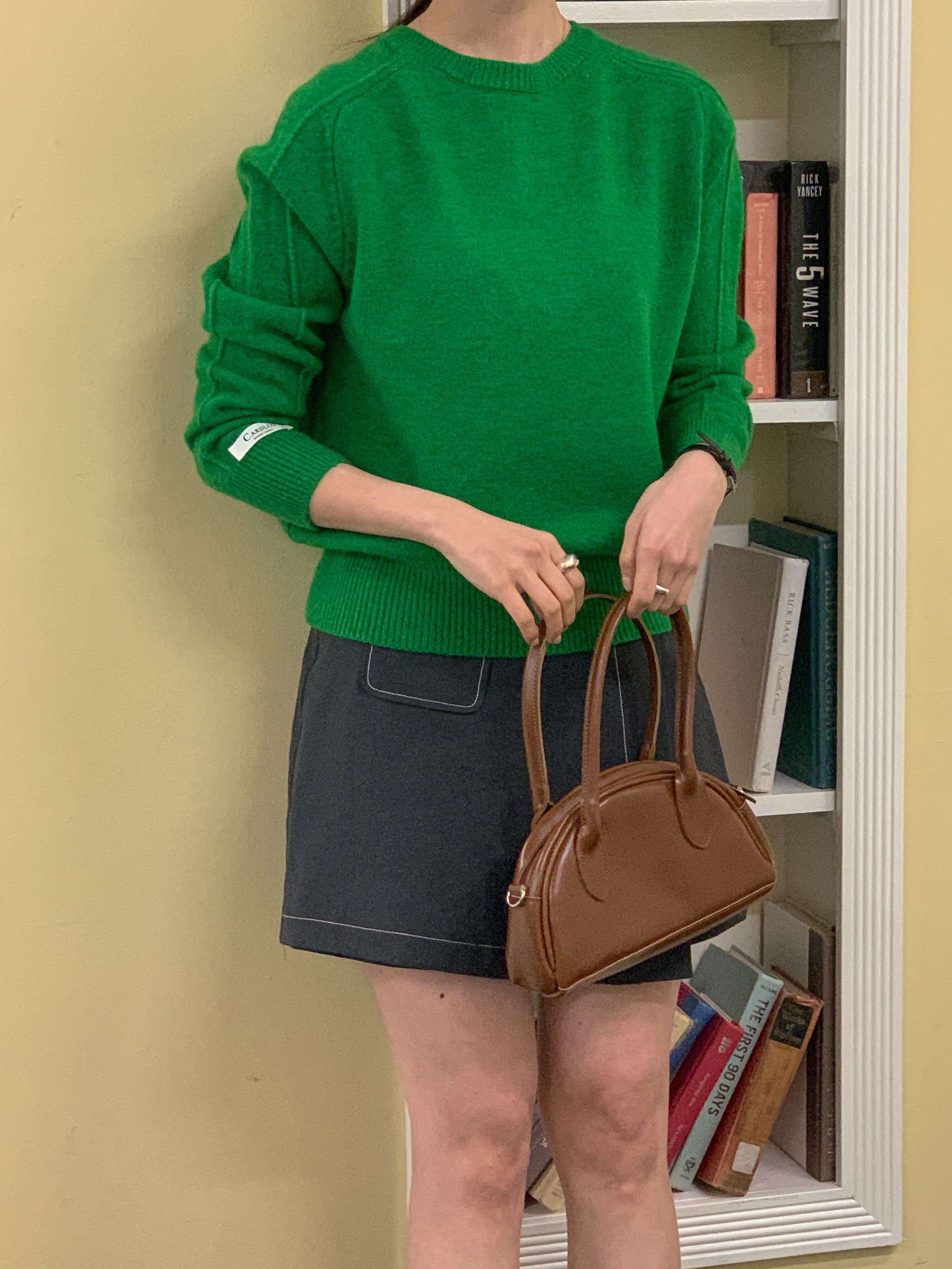 ラウンドネックパッチラインラグランルーズ長袖無地ニット | 詳細画像19