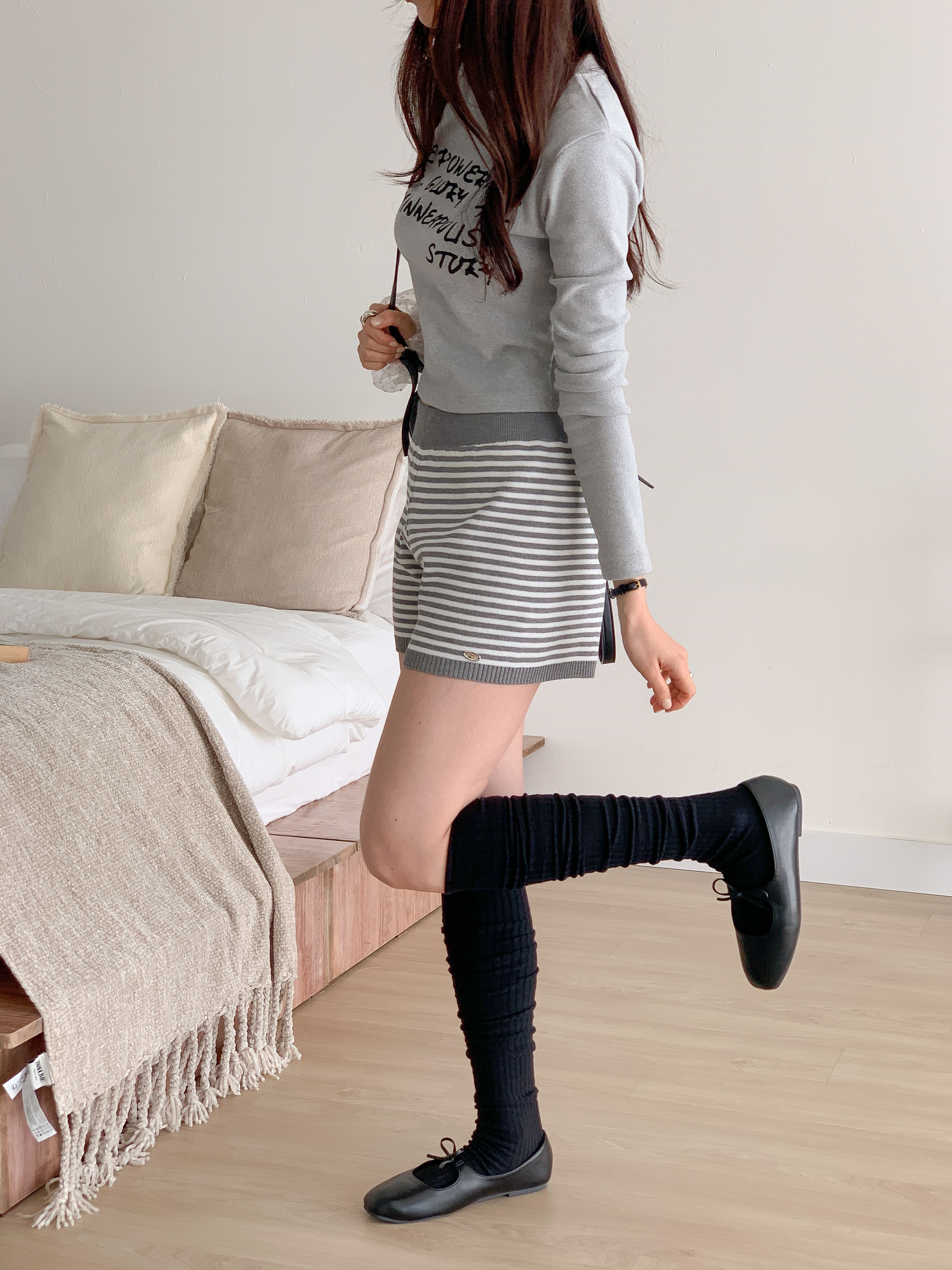 ニットウエストゴムショートボーダーショートパンツ | 詳細画像2