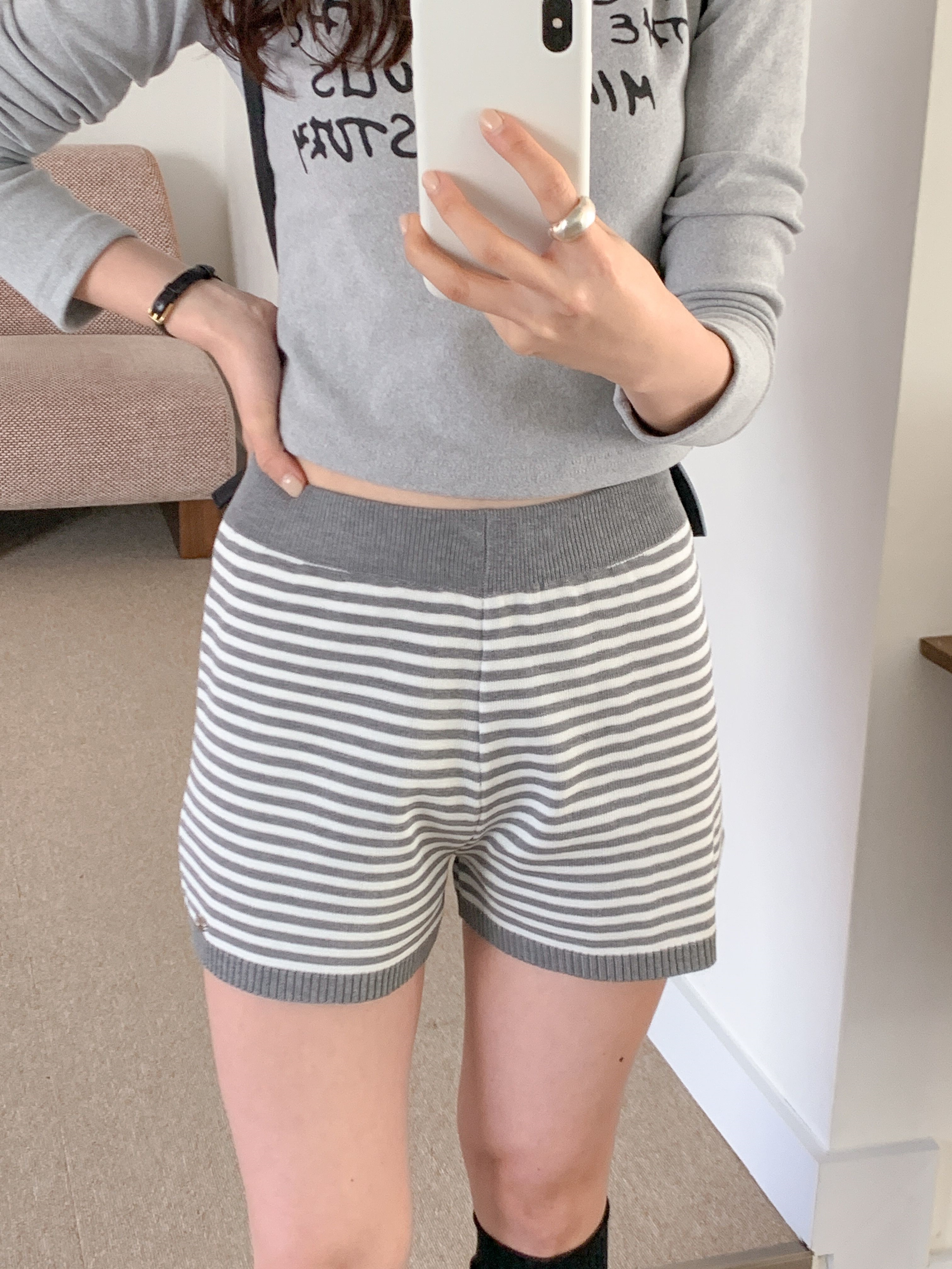 ニットウエストゴムショートボーダーショートパンツ | 詳細画像6