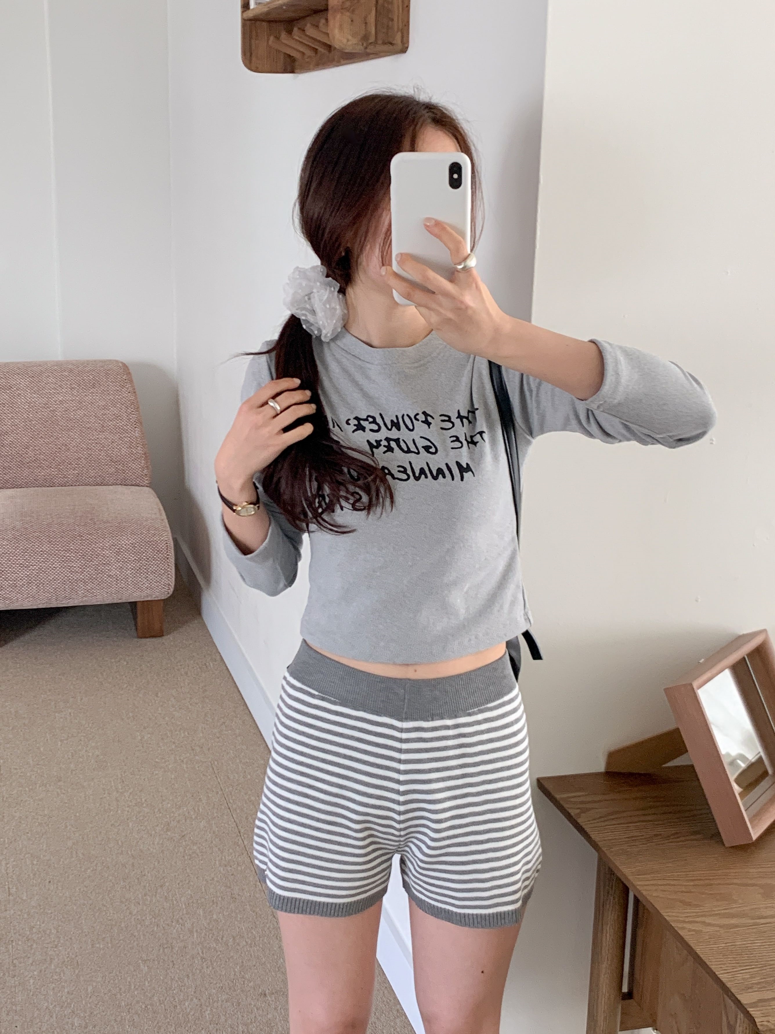 ニットウエストゴムショートボーダーショートパンツ | 詳細画像8