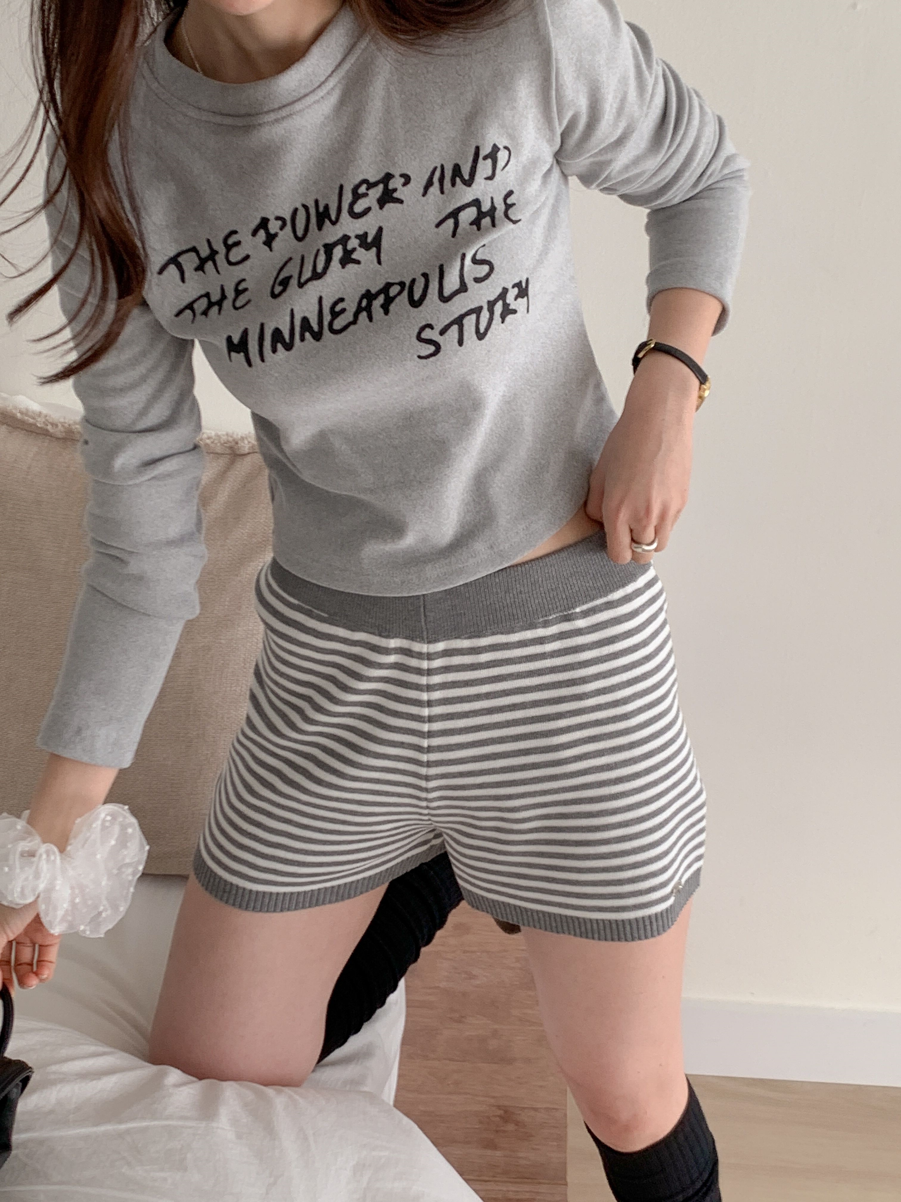 ニットウエストゴムショートボーダーショートパンツ | 詳細画像13