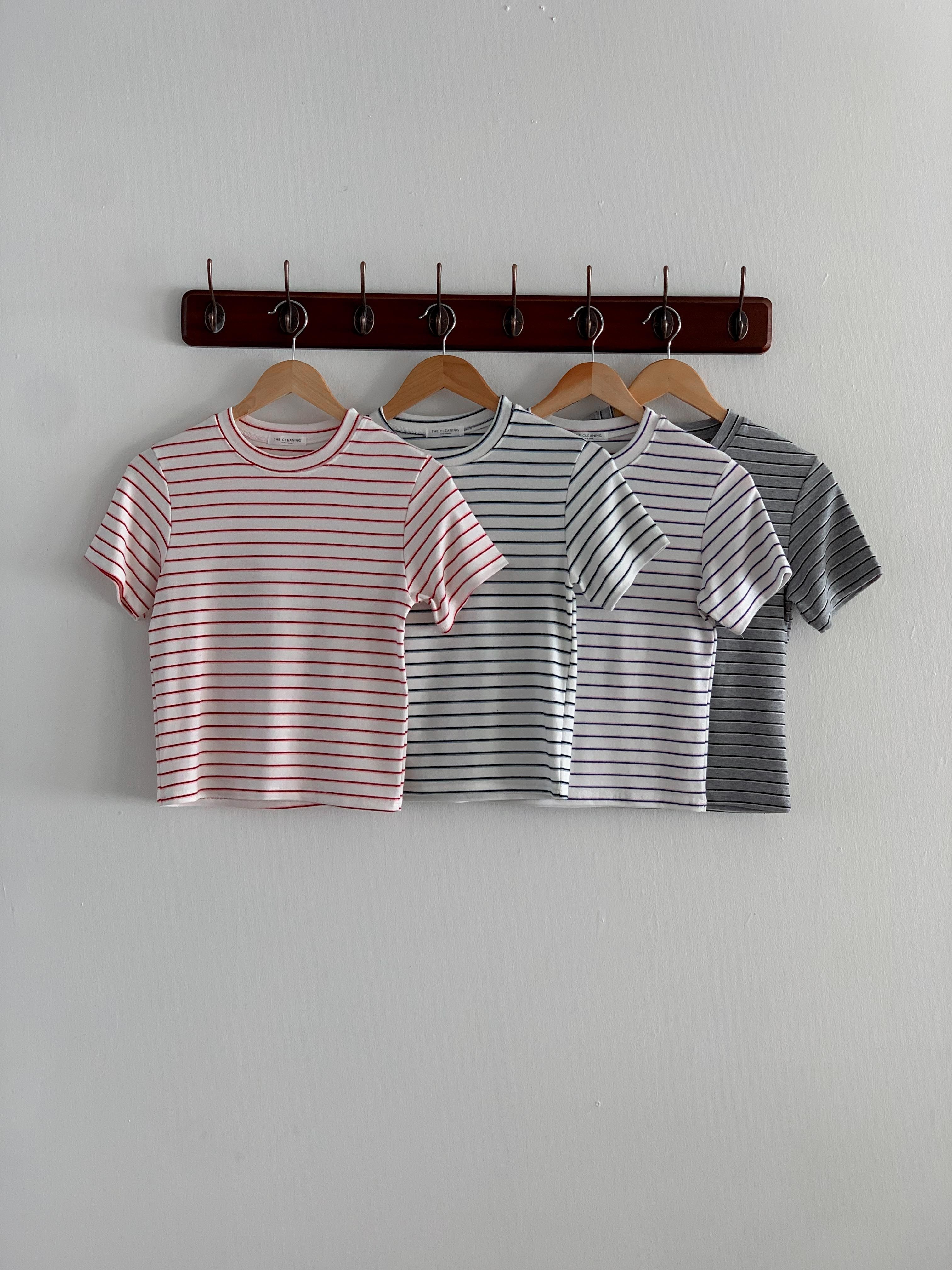 コットンラウンドネックベーシック半袖ボーダーTシャツ | 詳細画像21